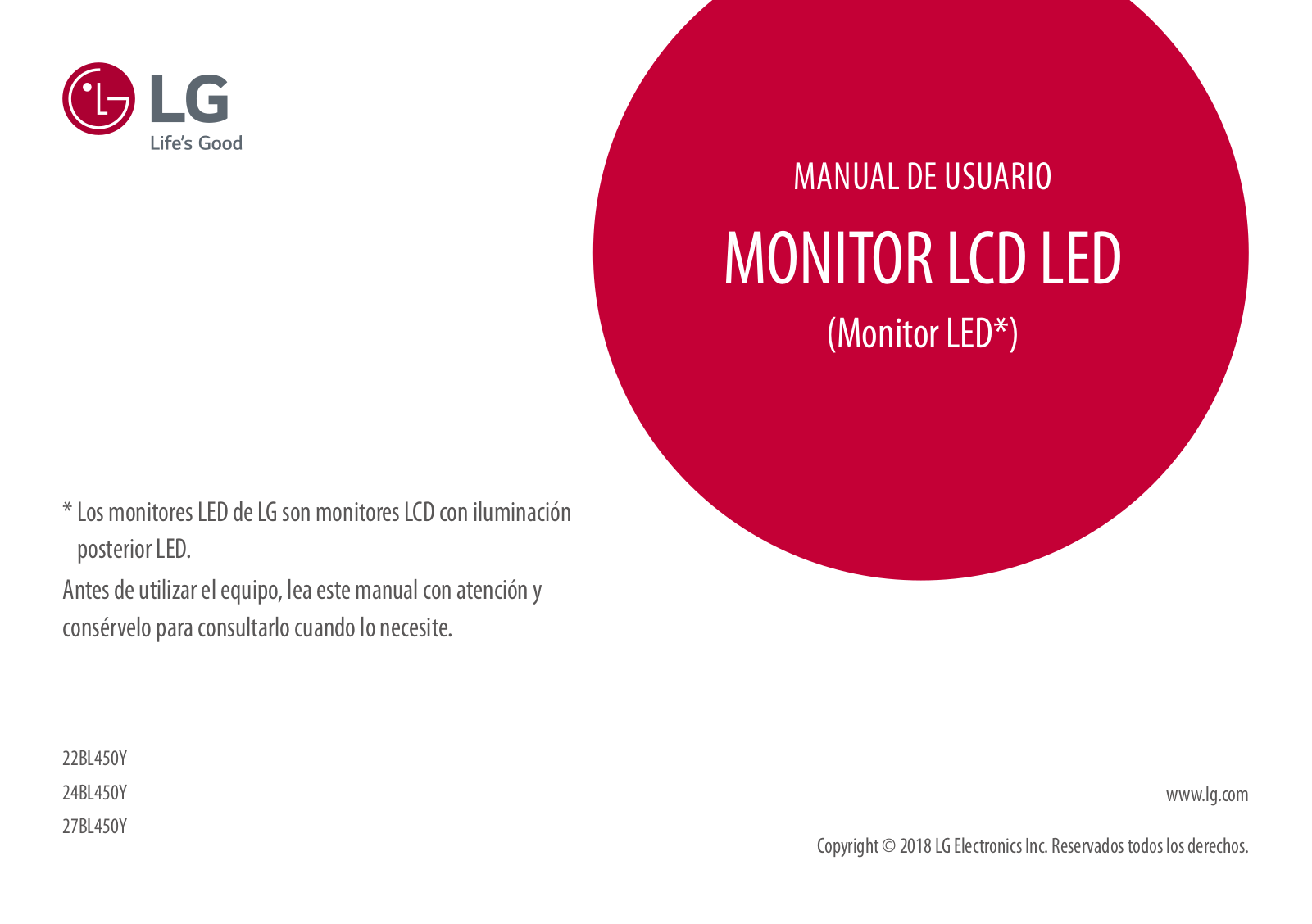LG 22BL450Y-B User Manual