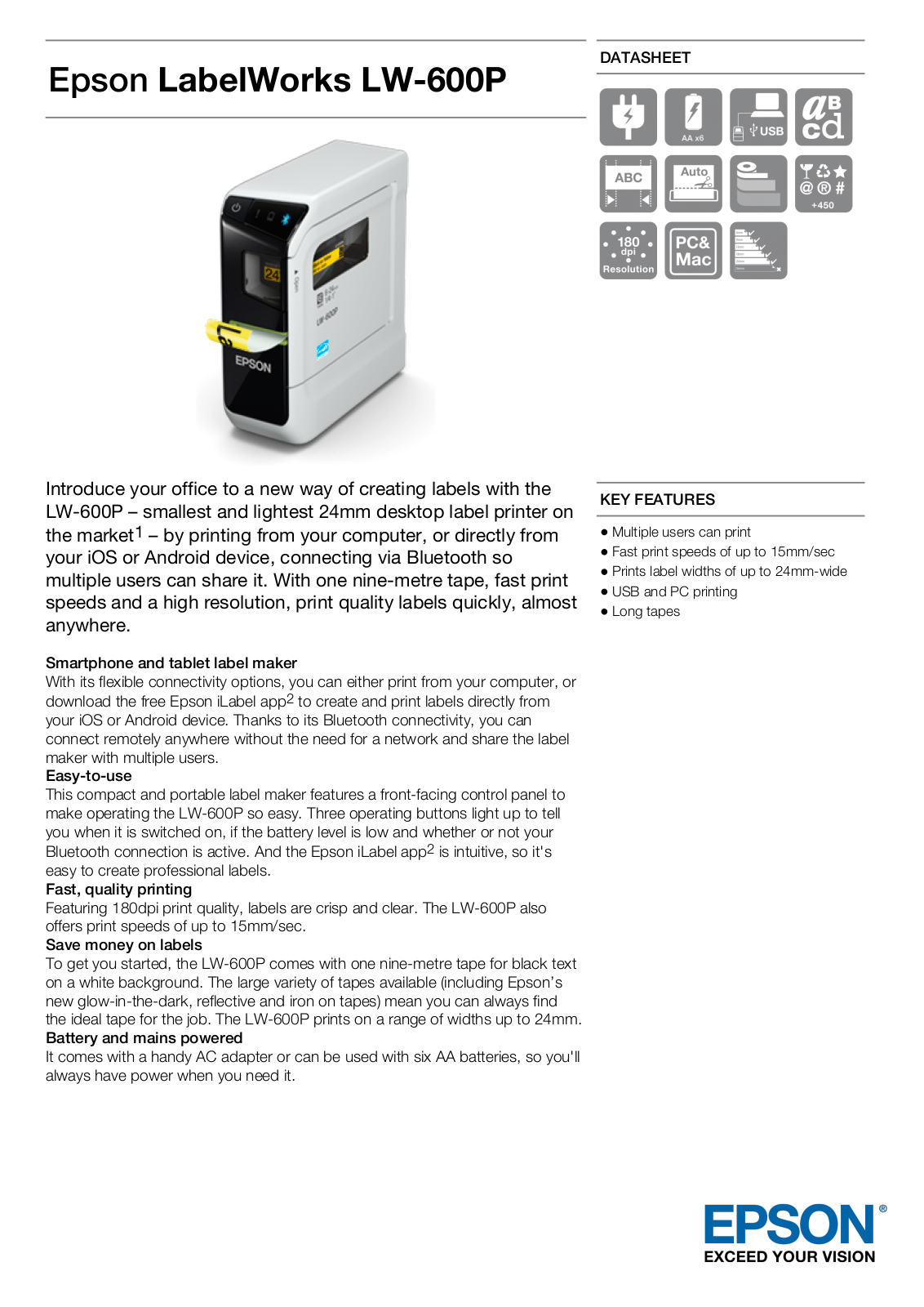 Epson C51CD69200 Product Data Sheet