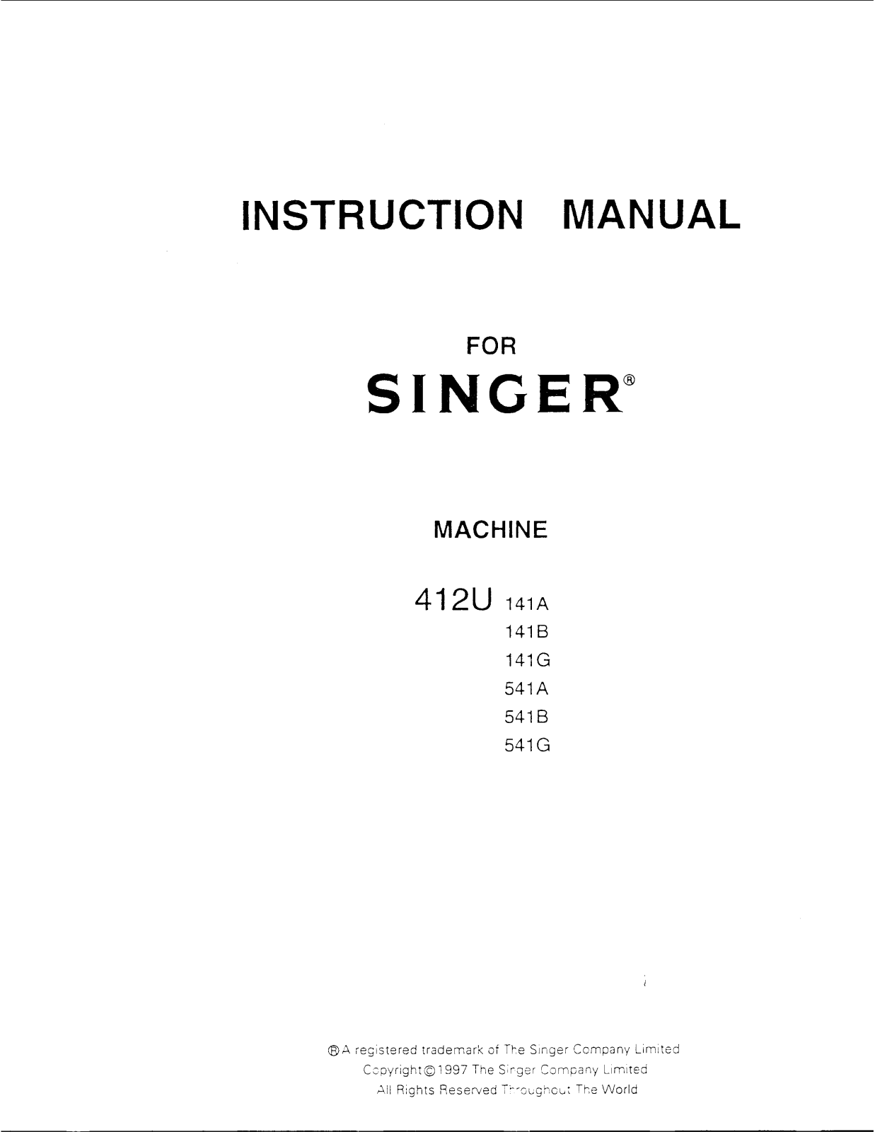 Singer 412U User Manual