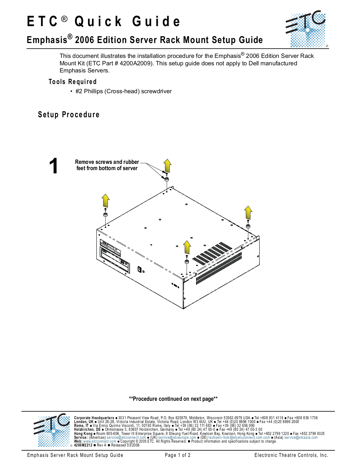 ETC Emphasis 4200A2009 Quick Manual