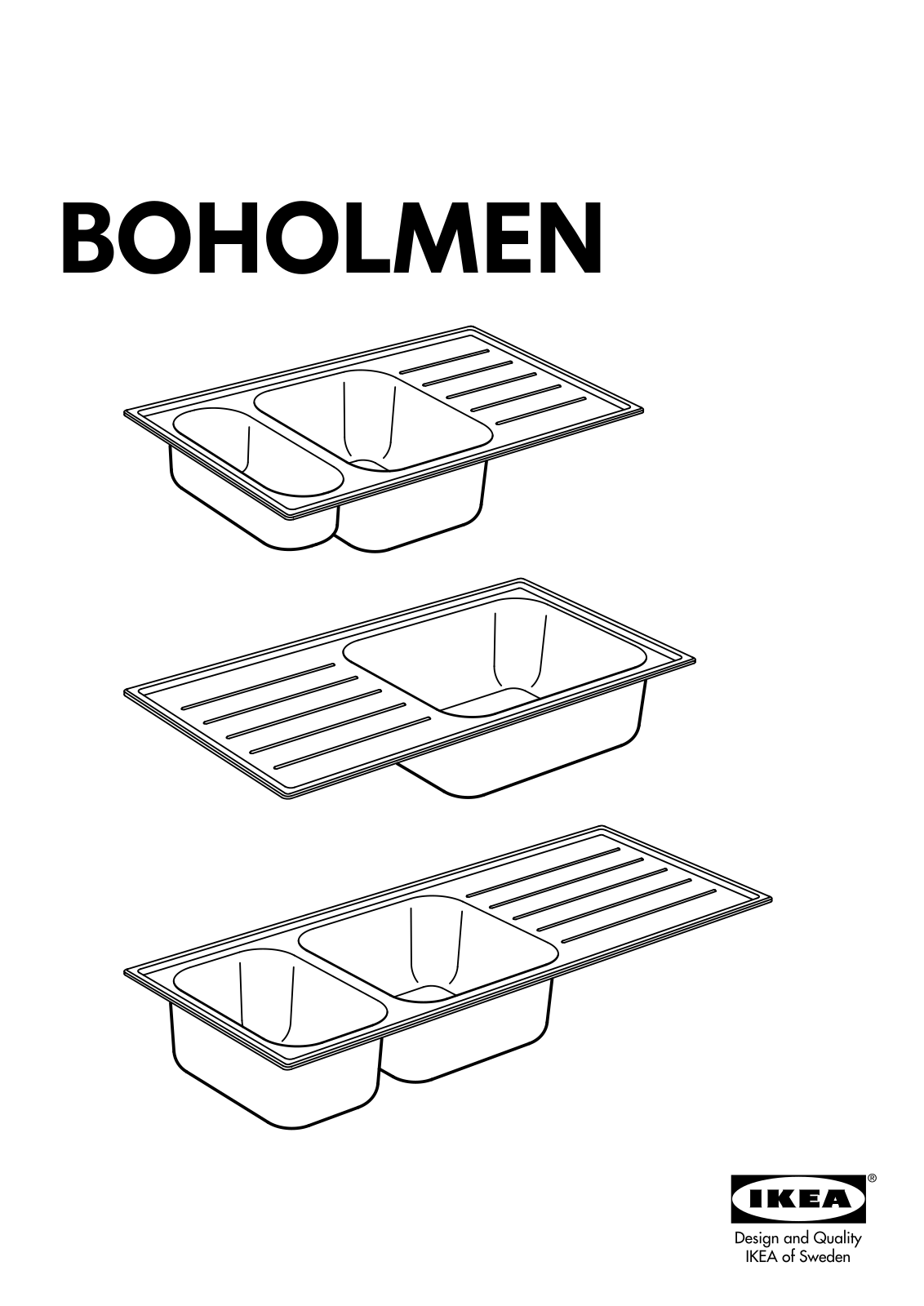 IKEA BOHOLMEN INS SINK 1 B+DRAIN User Manual