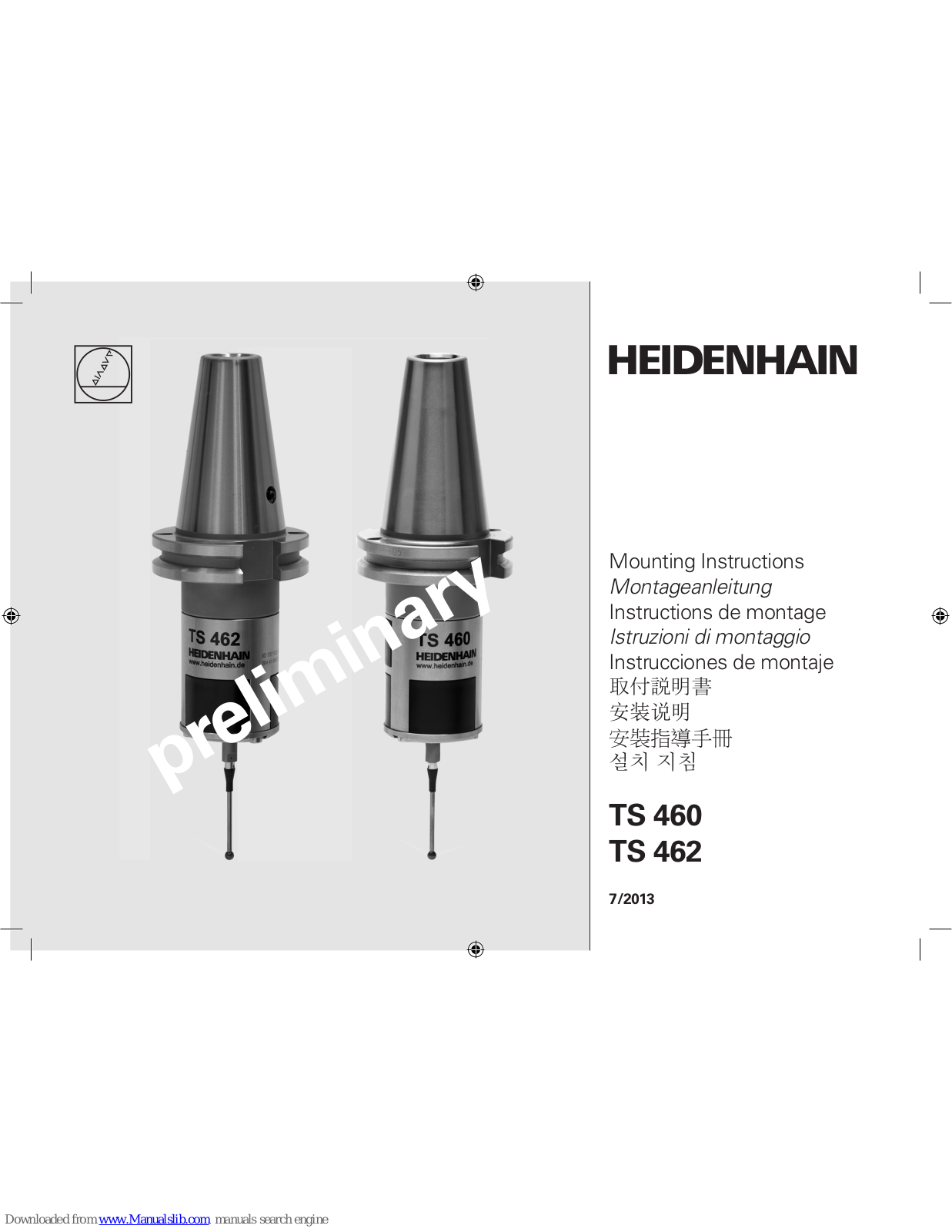 HEIDENHAIN TS 460, TS 462 Mounting Instructions