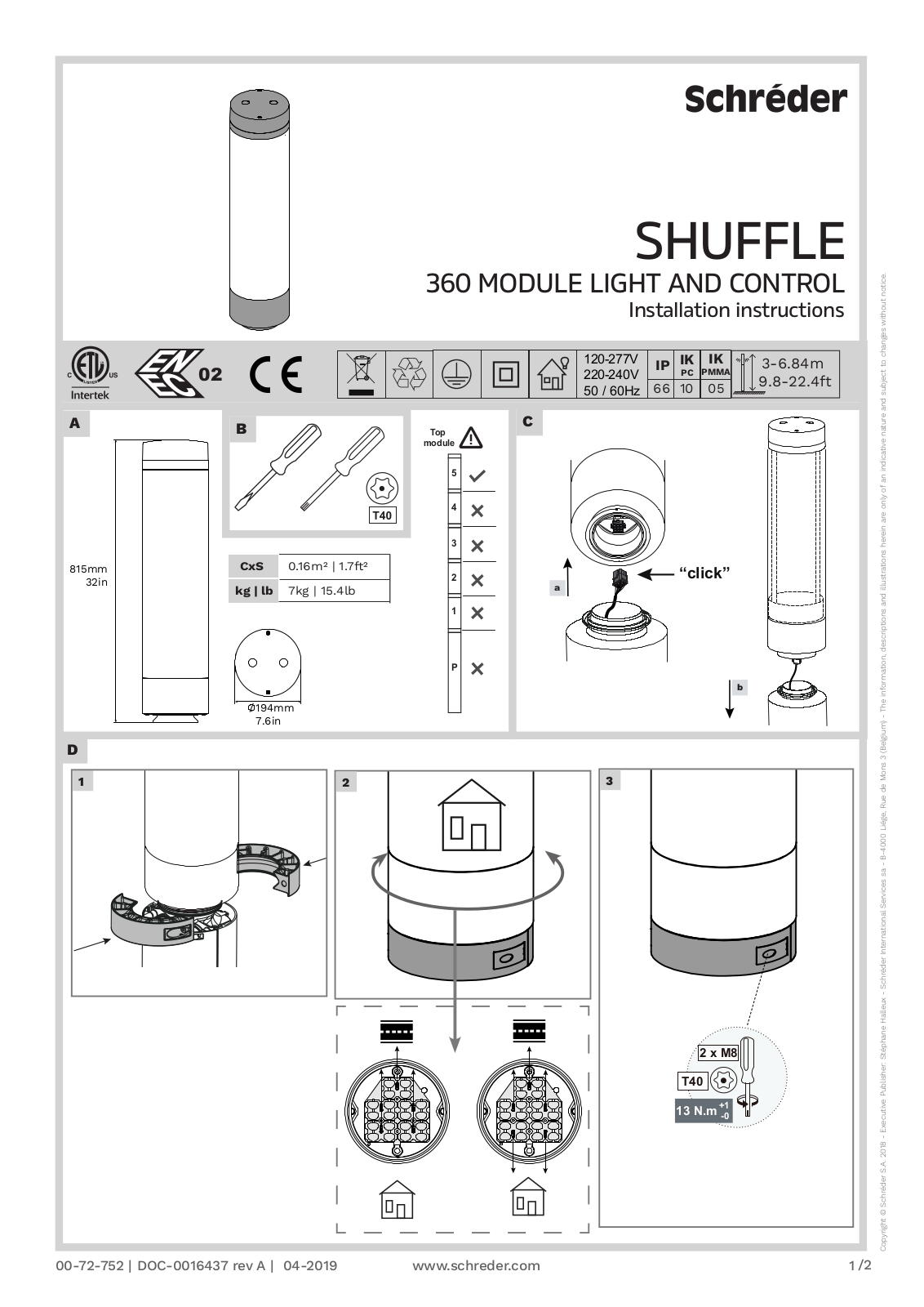 Schreder SHUFFLE Installation Instructions Manual - ManualMachine.com