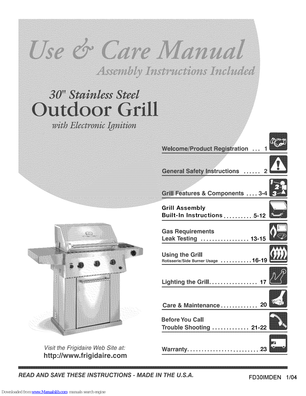 Frigidaire FD30HONGDC, FD30NGDC, FDR30HONGDC, FD30LPDC, FDR30HOLPDC Use & Care Manual - ManualMachine.com