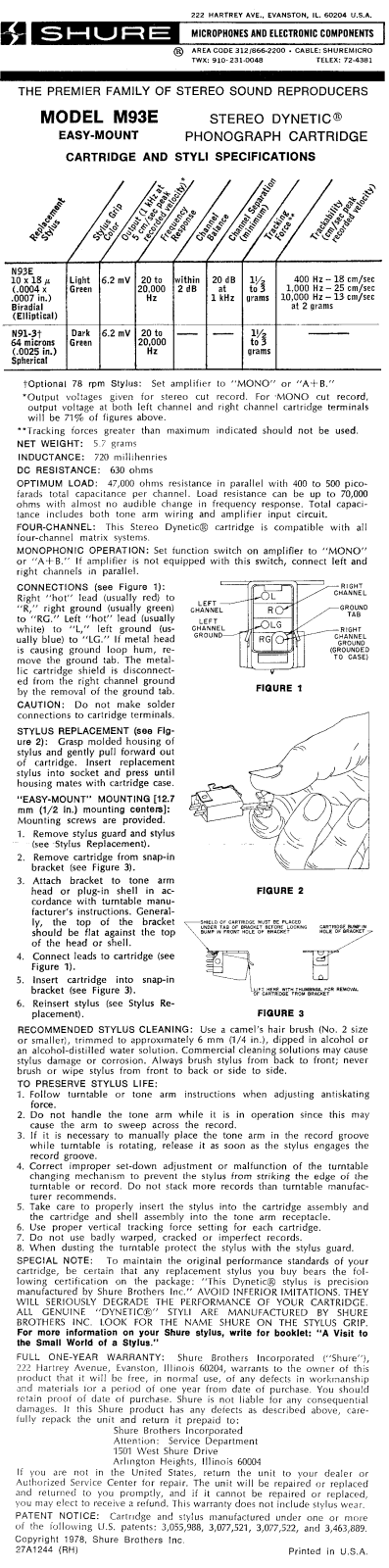 Shure M93E User Guide - ManualMachine.com