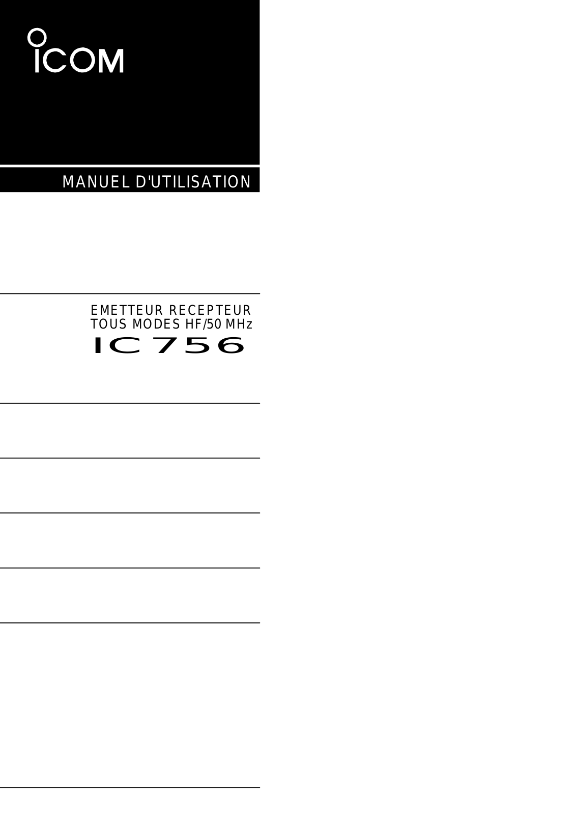 ICOM IC 756 User Manual