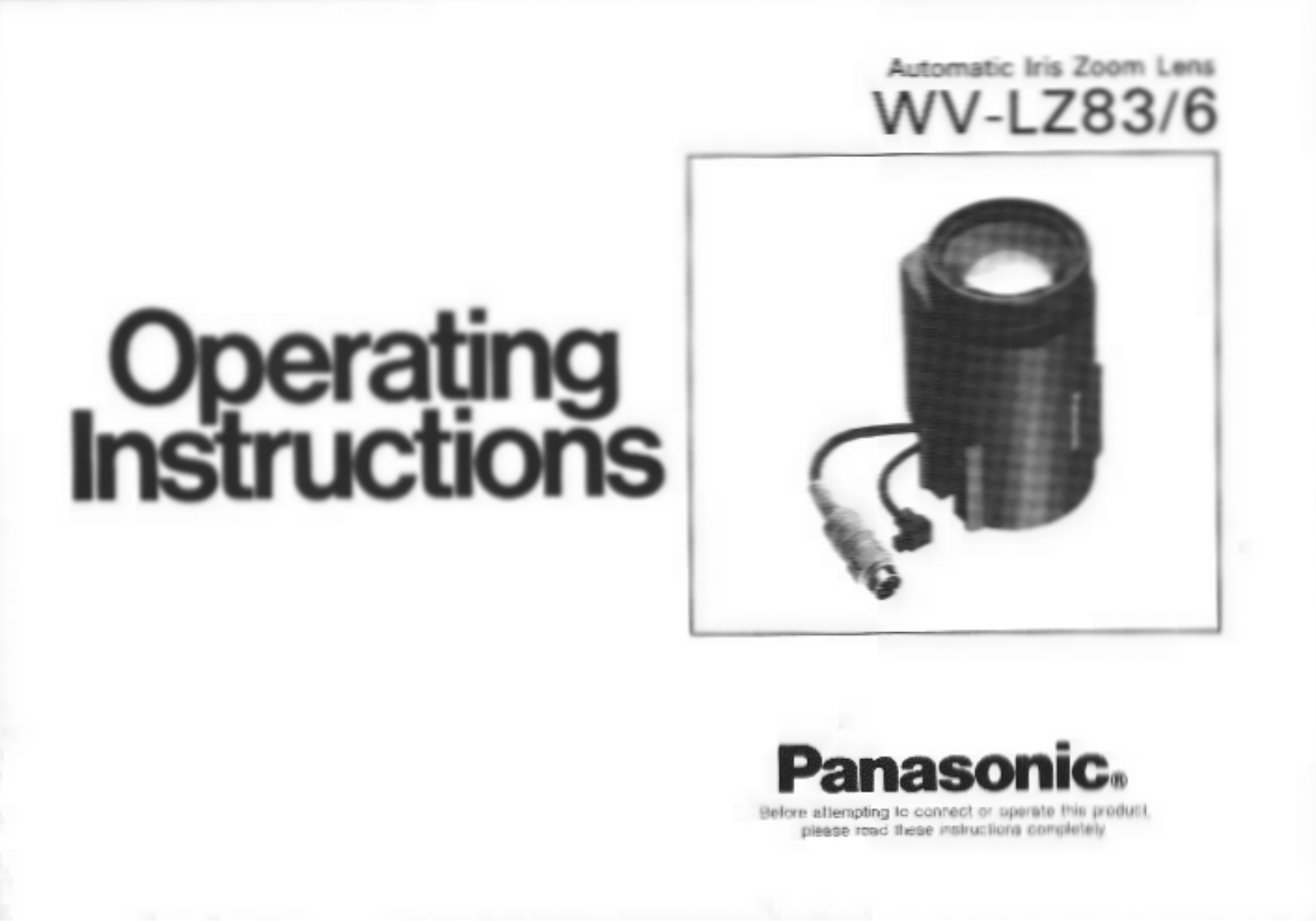 Panasonic WV-LZ836 User Manual