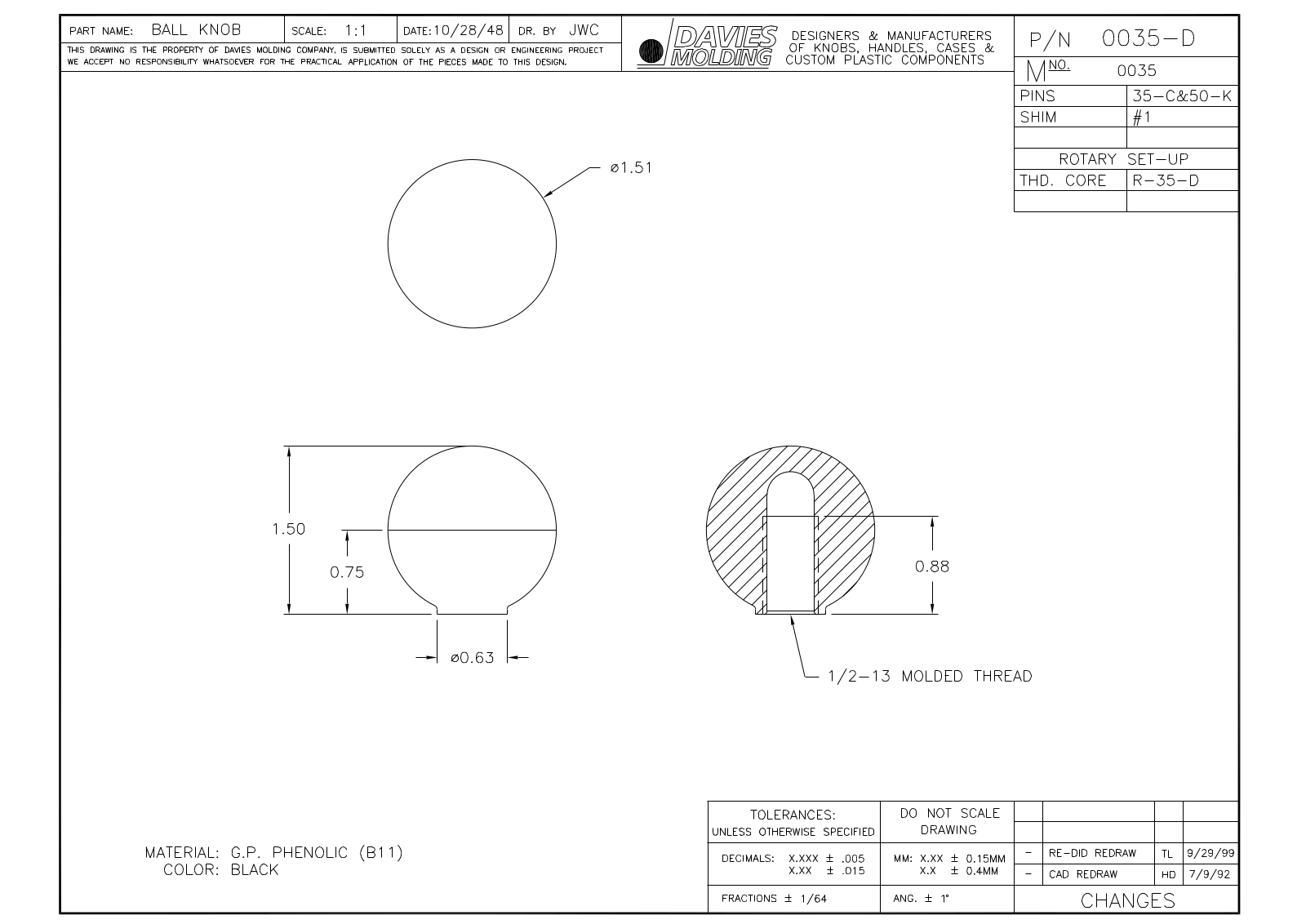 Davies Molding 0035-D Reference Drawing