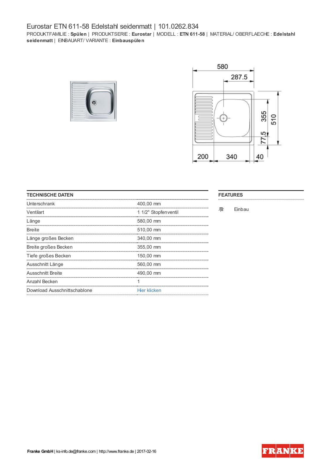 Franke 101.0262.834 Service Manual