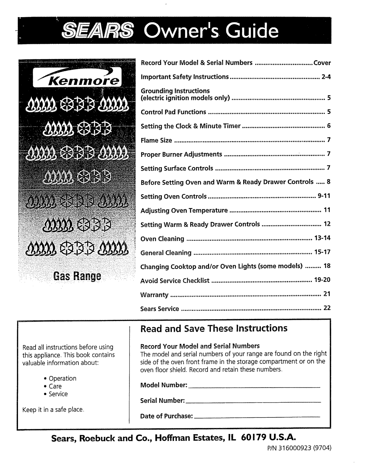Kenmore 79077471790, 79077475790, 79077476790, 79077478790 Owner’s Manual