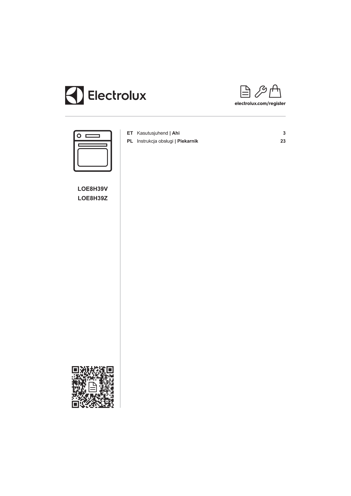 ELECTROLUX LOE8H39V, LOE8H39Z User guide - ManualMachine.com