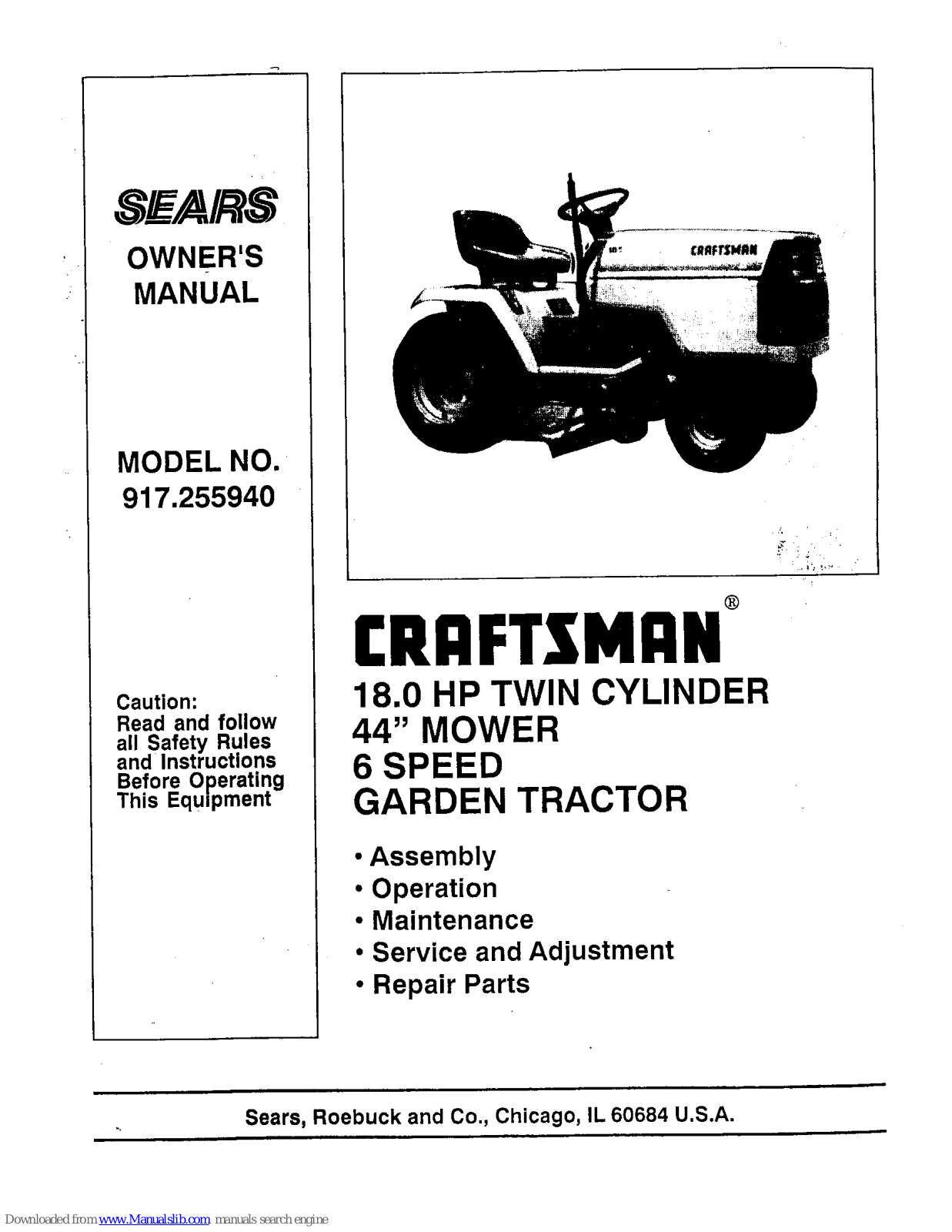 Craftsman 917.255940 Owner's Manual