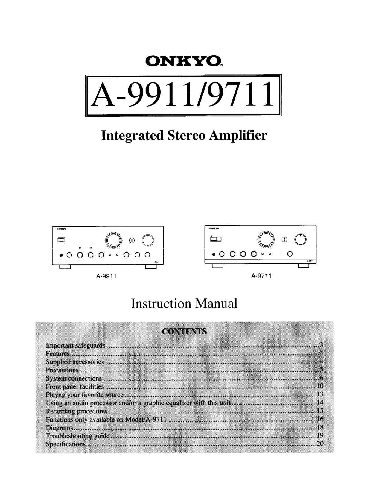 ONKYO A-9711 User Manual