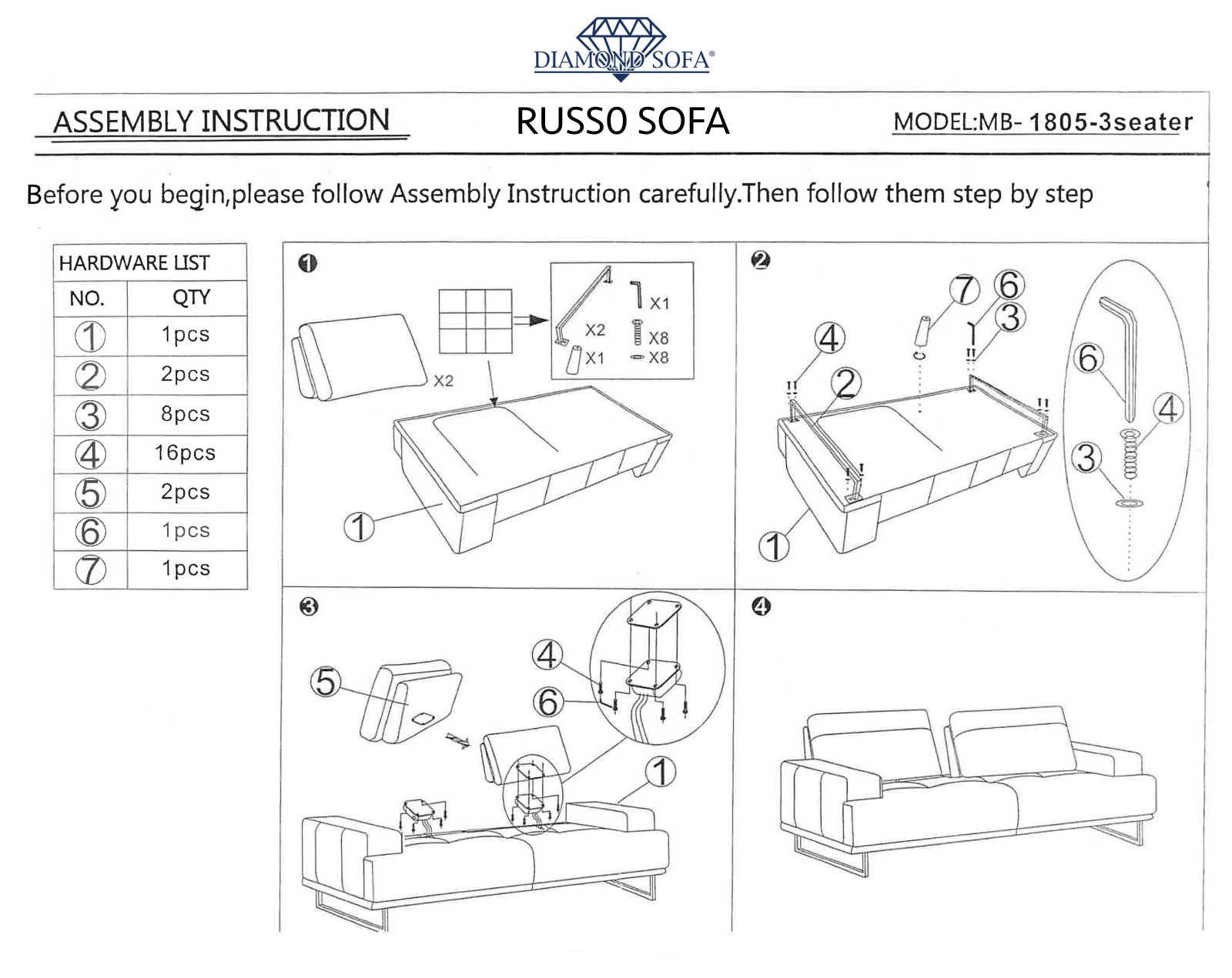 Diamond Sofa CDCR1219 Installation & Assembly - ManualMachine.com