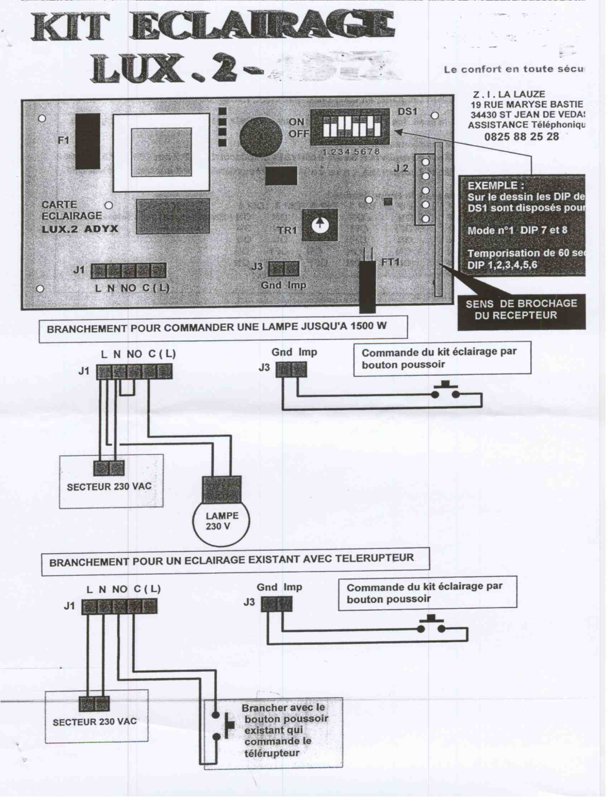 Adyx KIT ECLAIRAGE LUX 2 Instructions Manual