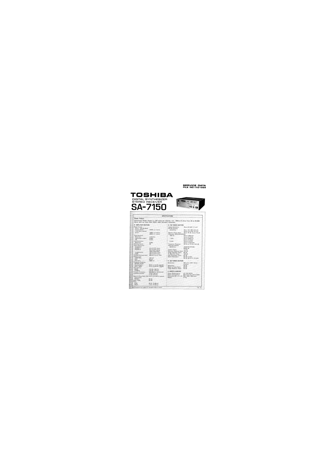 Toshiba SA-7150 Service Manual