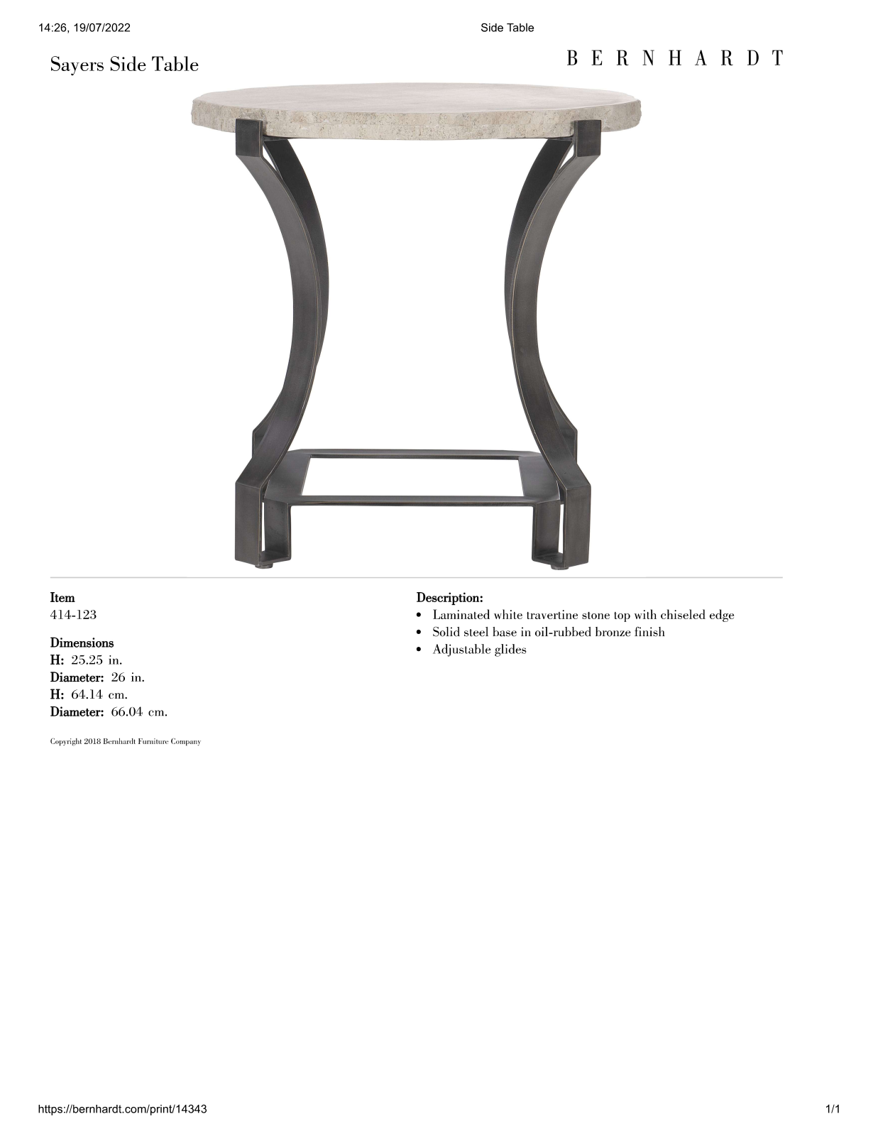 Bernhardt BHT12960 Specifications - ManualMachine.com