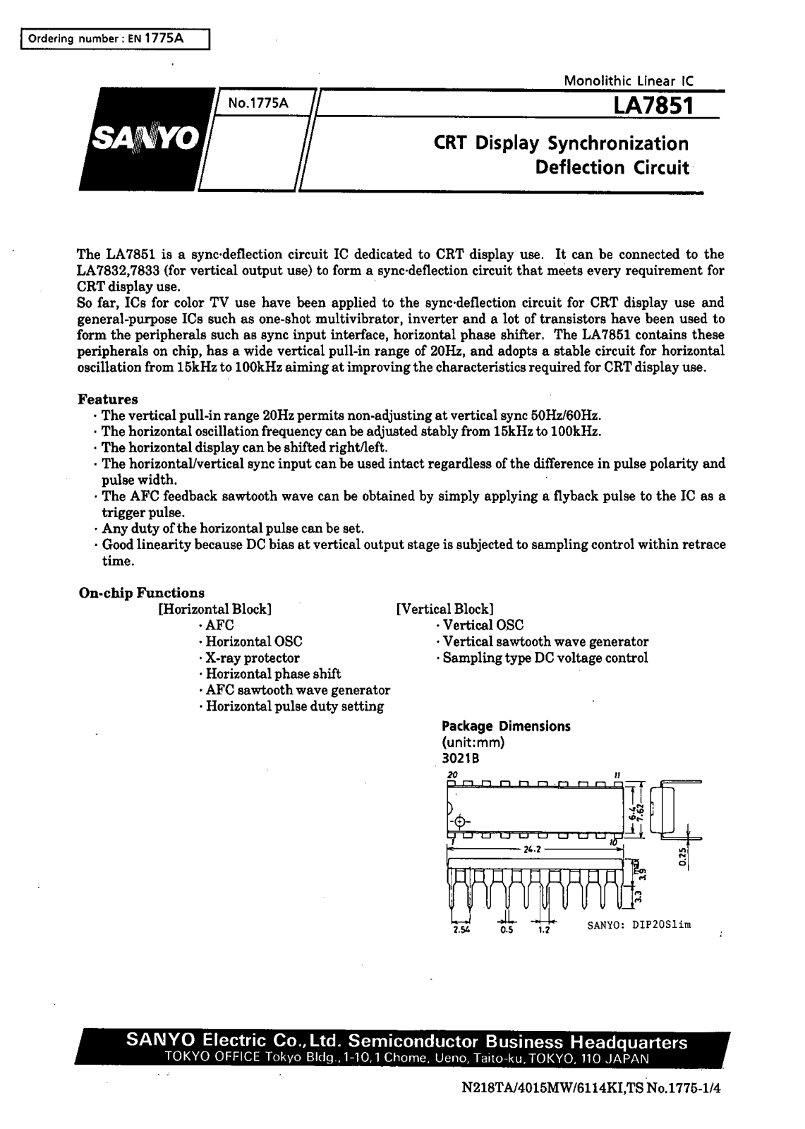 SANYO LA7851 Datasheet