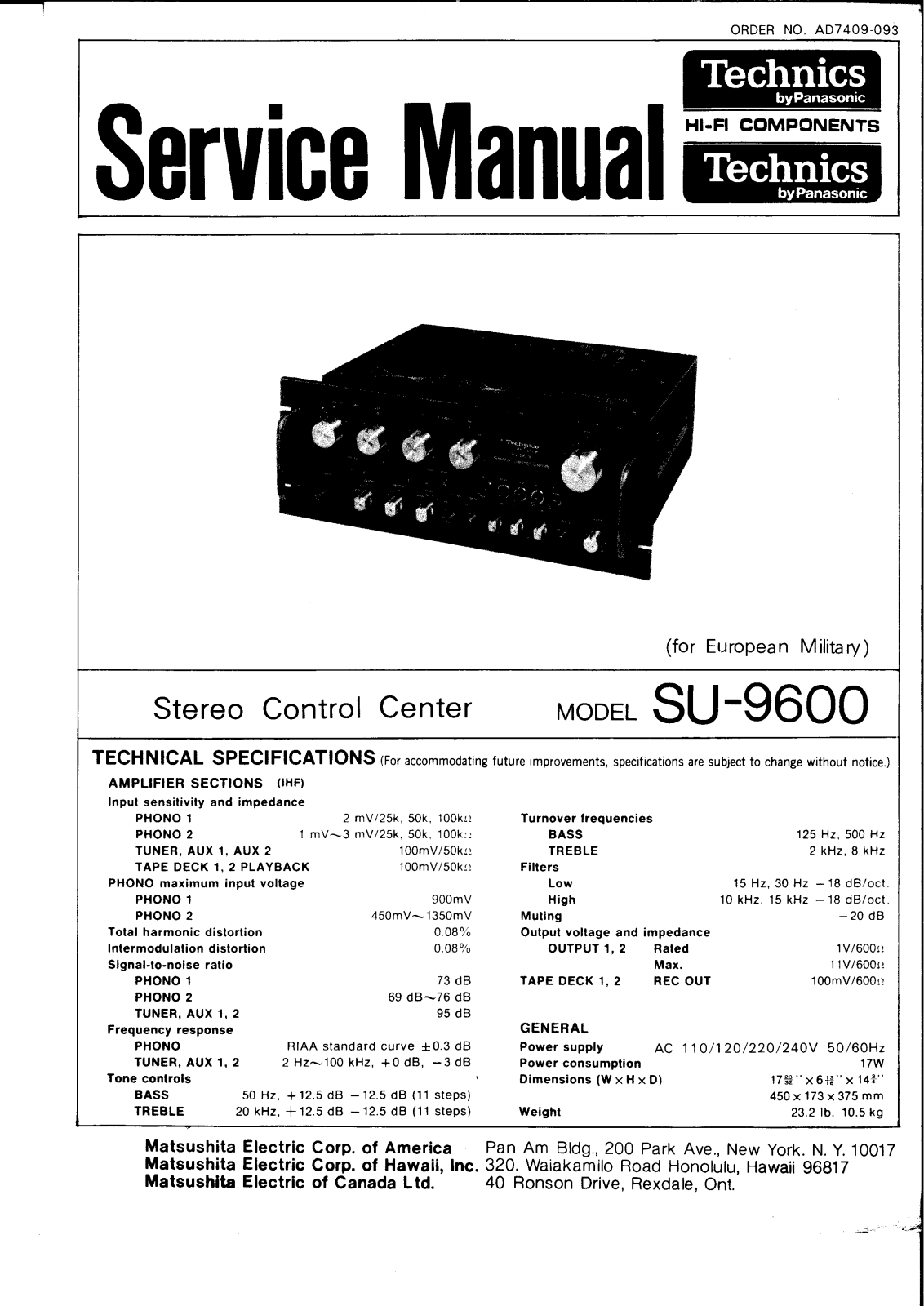 Technics SU-9600 Service manual