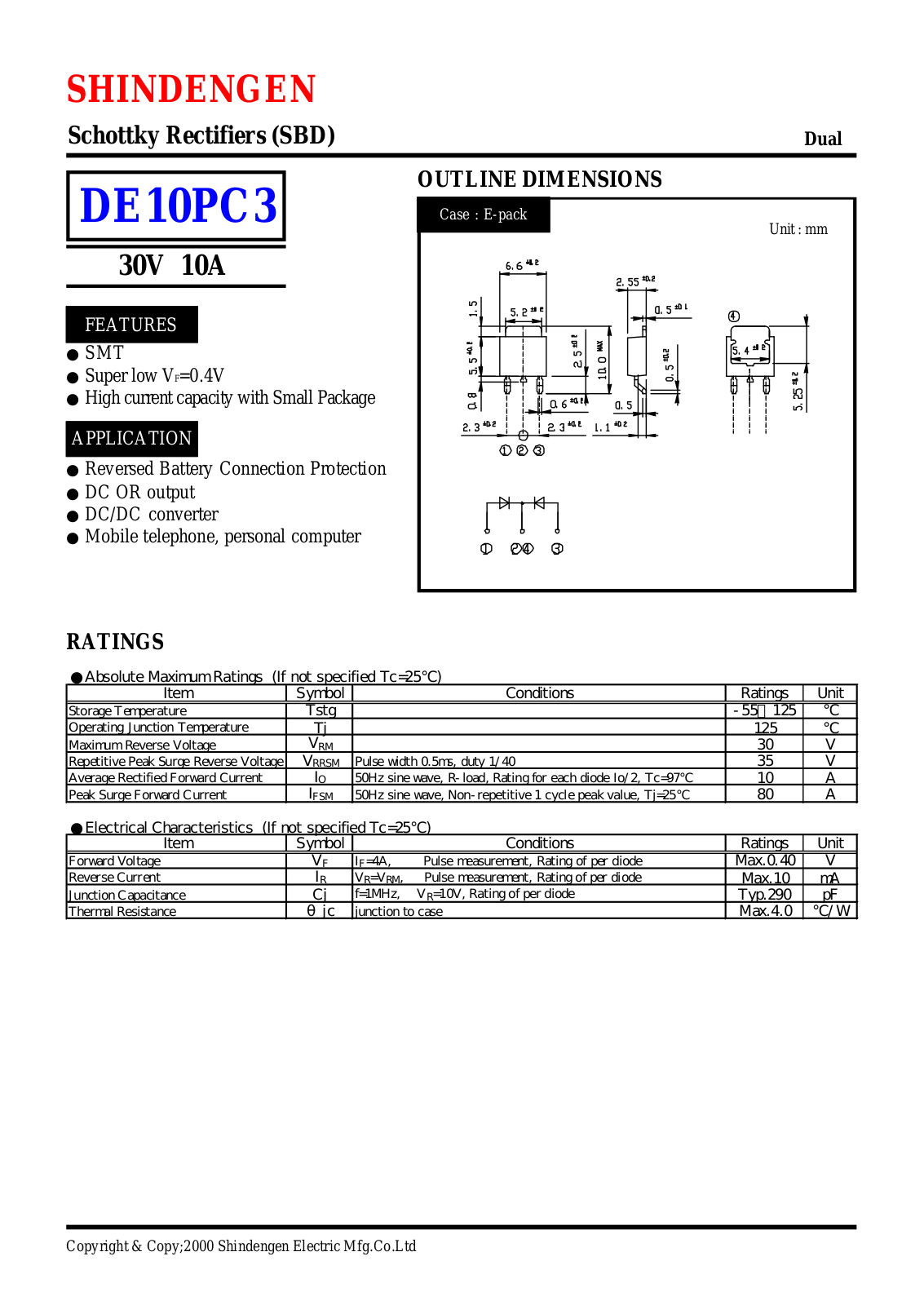 Datasheet DE10PC3 Datasheet (Shindengen) - ManualMachine.com