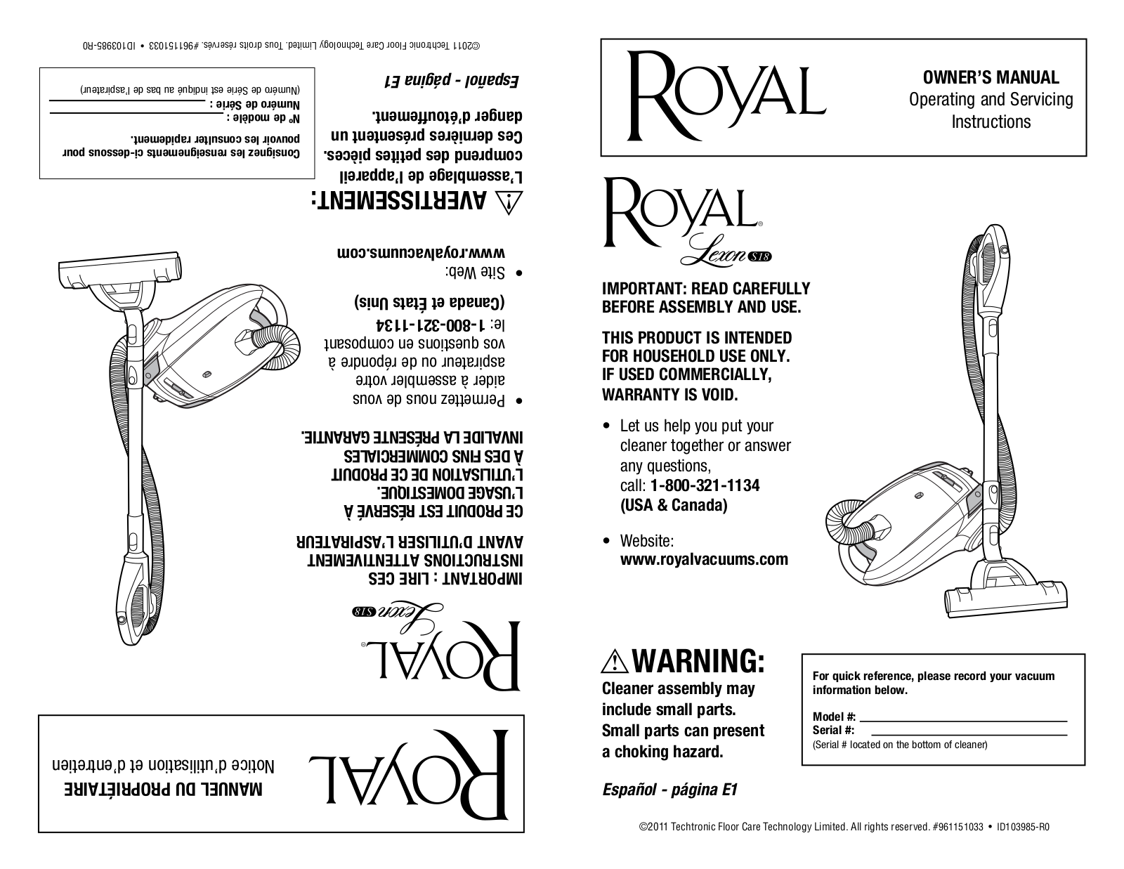 Royal Vacuums SR30018 User Manual