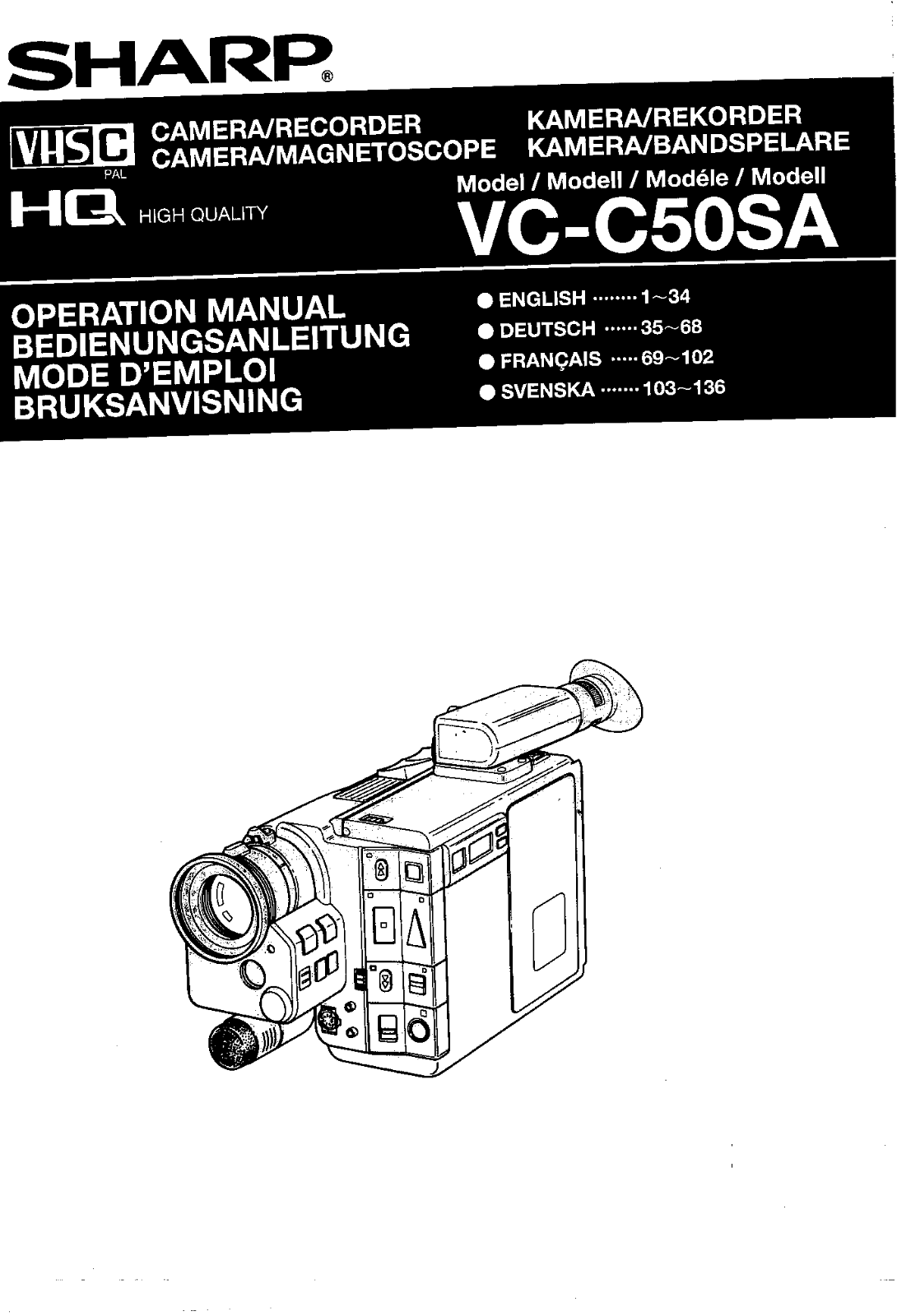 Sharp VC-C50SA Operating Instruction