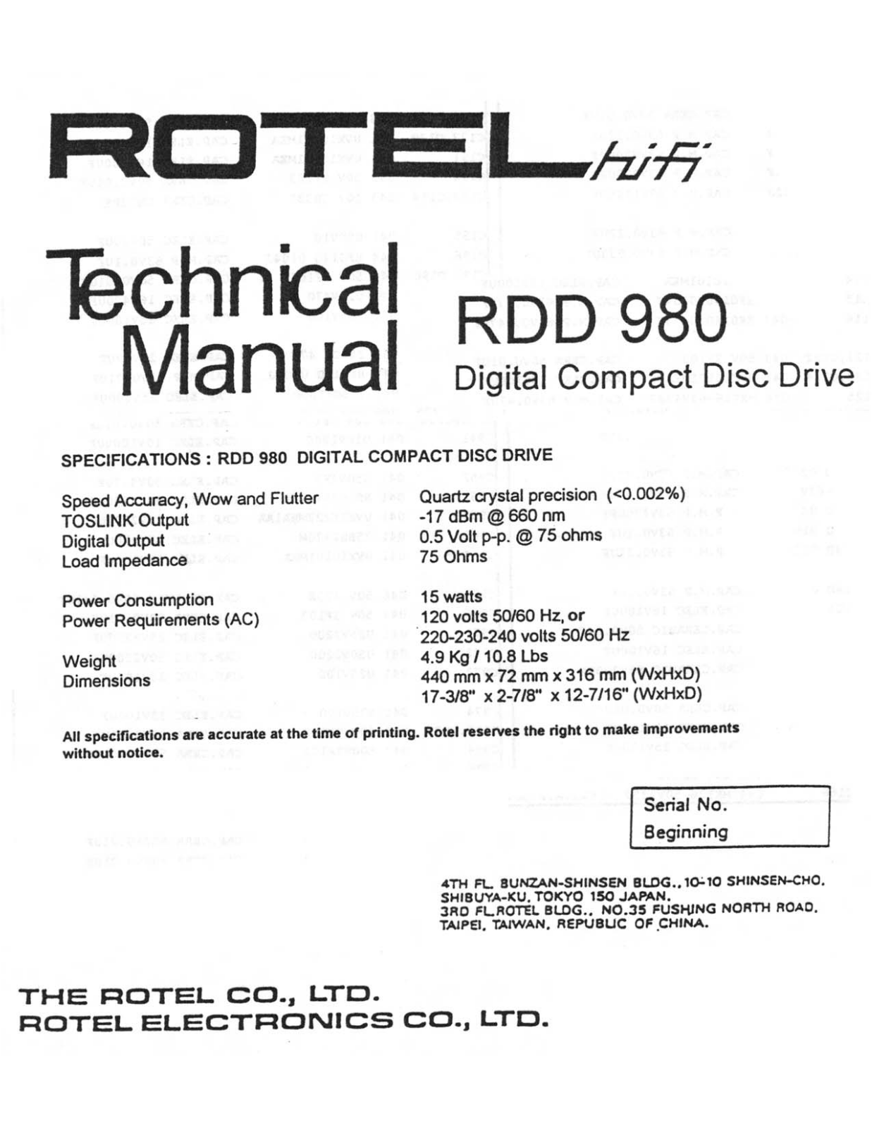 Rotel RDD-980 Service manual