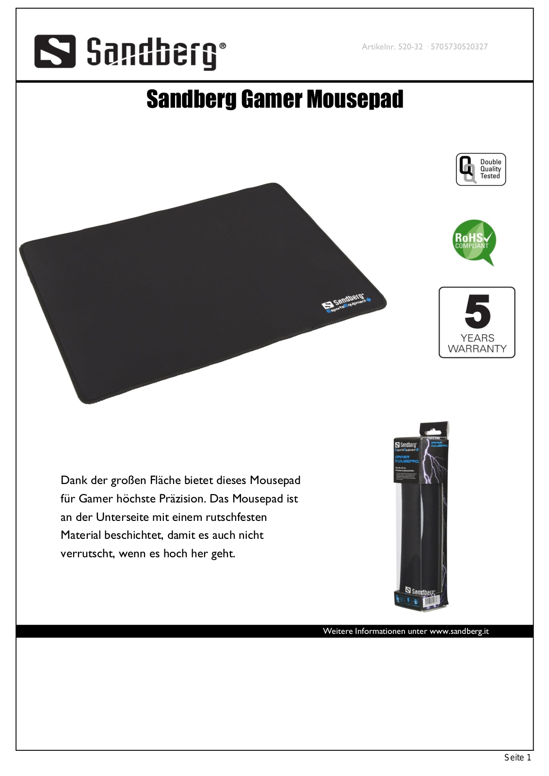 Sandberg 520-32 User Manual