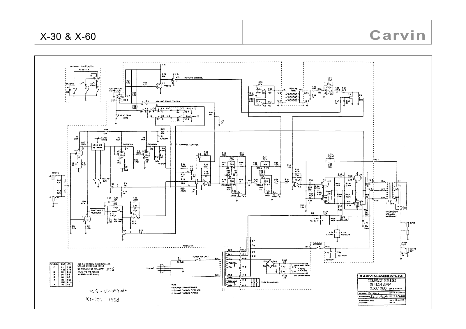 Carvin X-30, X-60 schematic