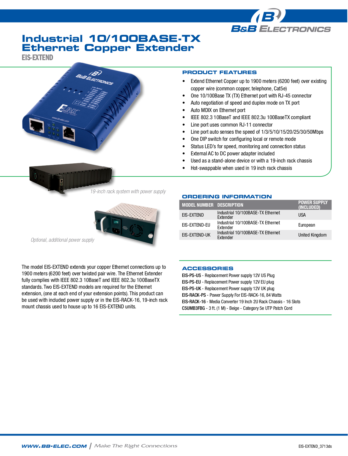 B&B Electronics EIS-EXTEND Datasheet