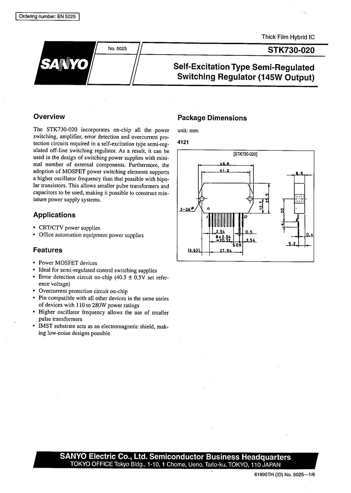 SANYO STK730-020 Datasheet