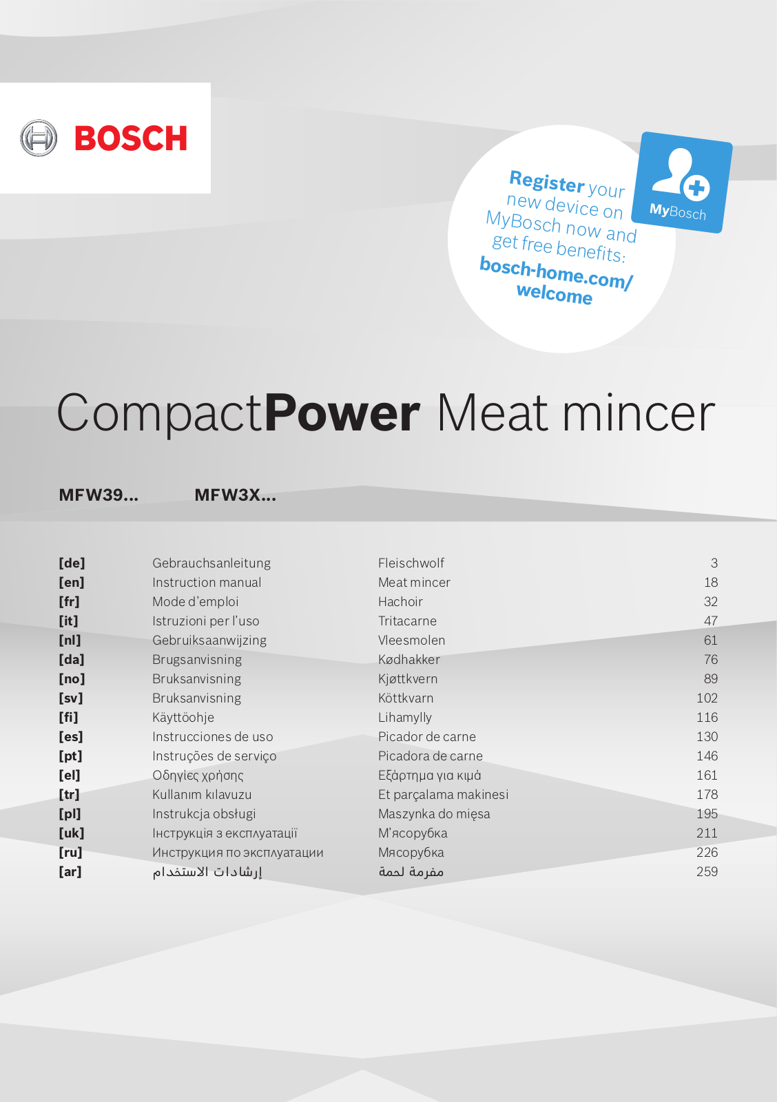 Bosch MFW3X10W User Manual