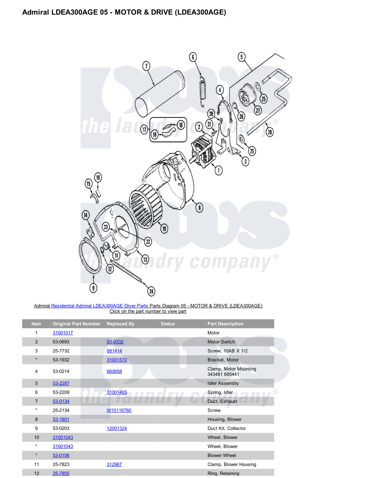 Admiral LDEA300AGE Parts Diagram