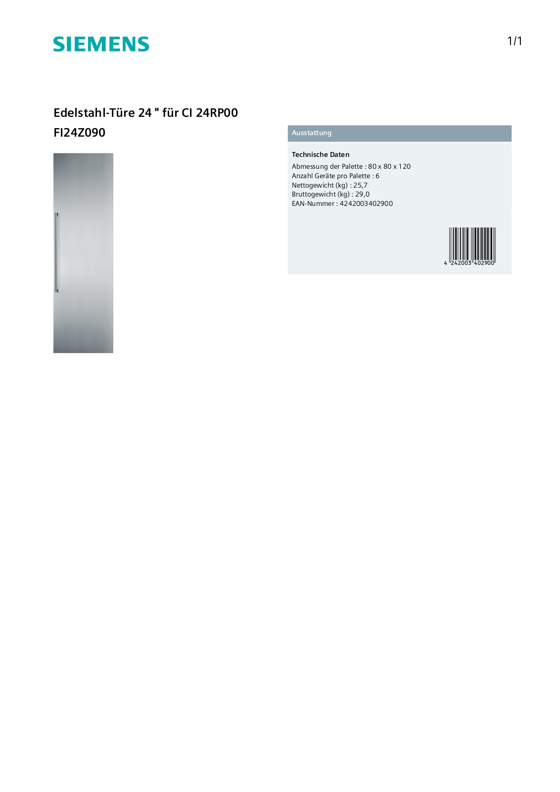 Siemens FI24Z090 User Manual