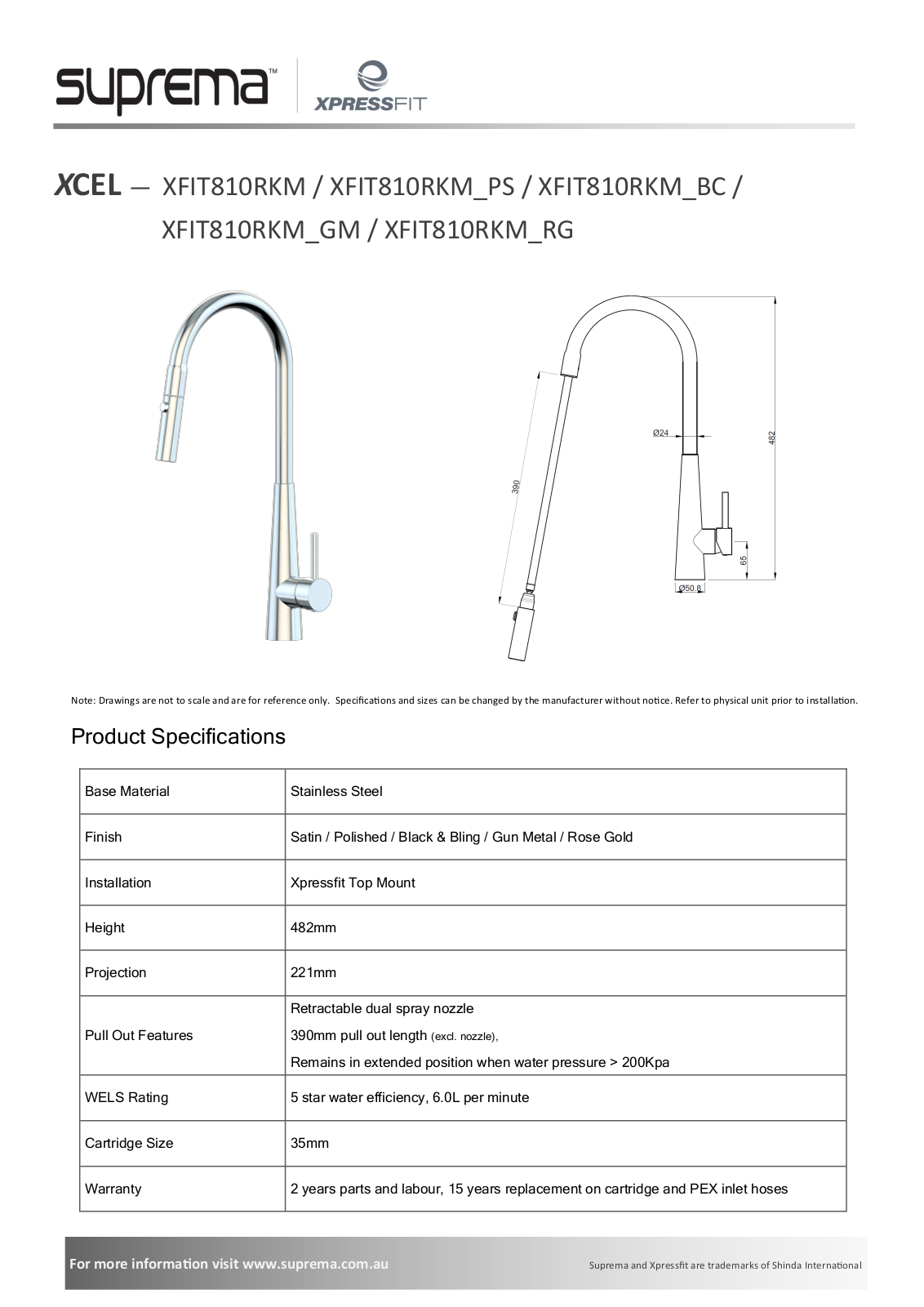 Suprema XFIT810RKM-BP, XFIT810RKM-PS, XFIT810RKM-GM, XFIT810RKM-RG, XFIT810RKM Specifications Sheet