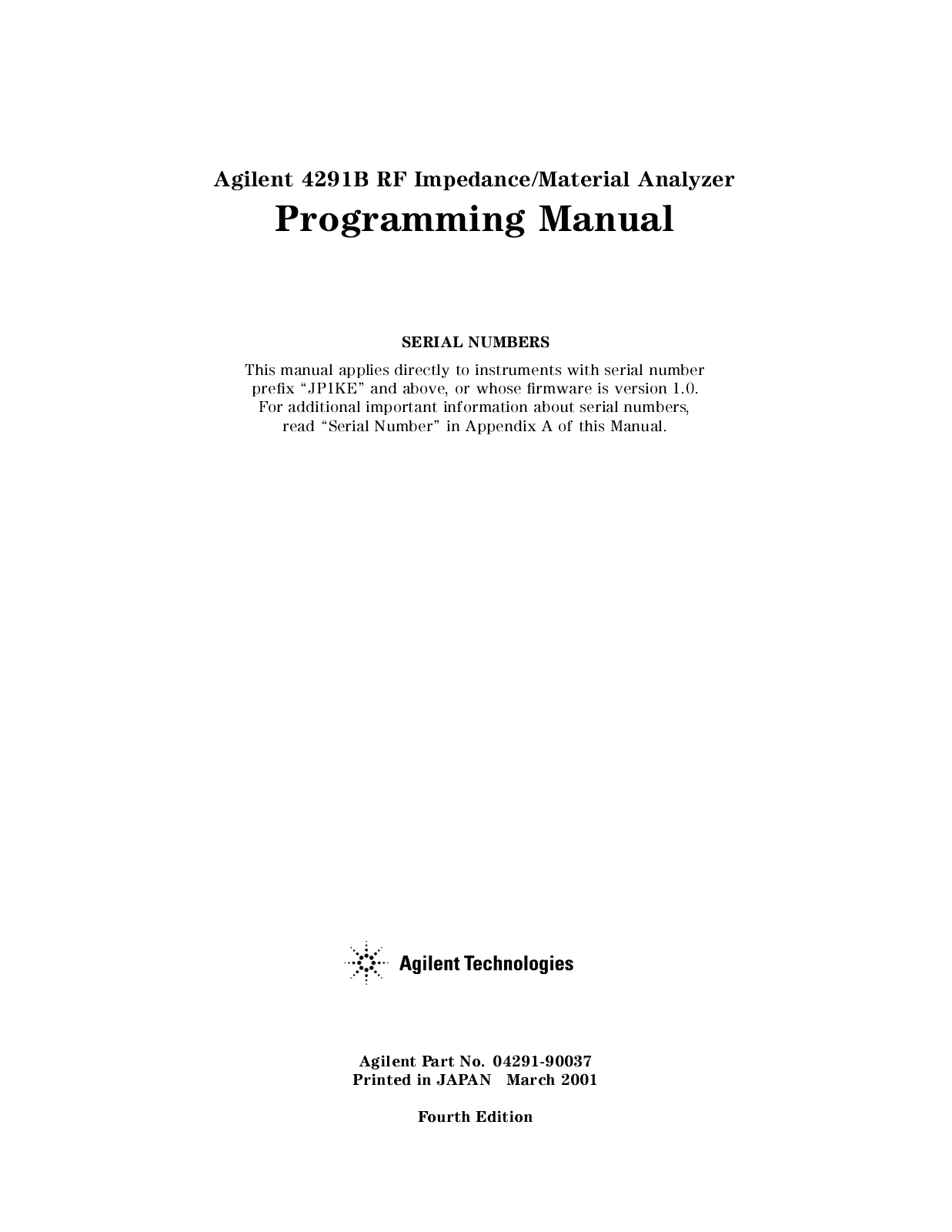 Agilent B Programming 2001 Datasheet - ManualMachine.com