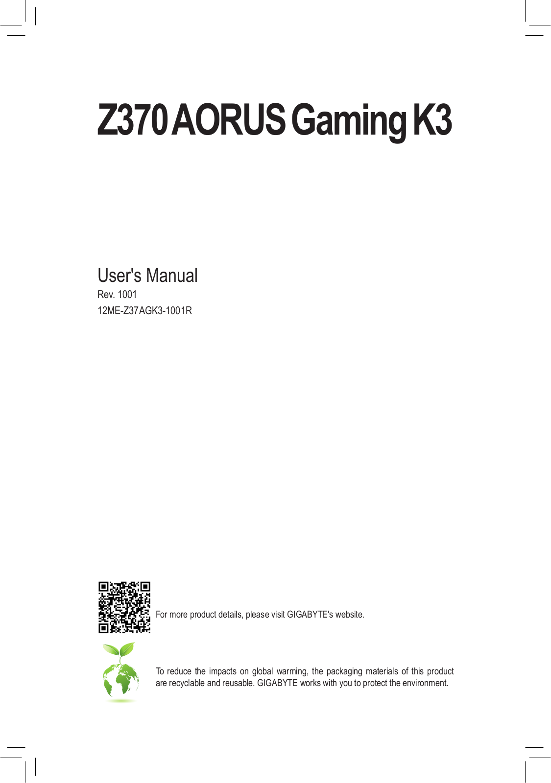 Gigabyte Z370 Aorus Gaming K3 Service Manual