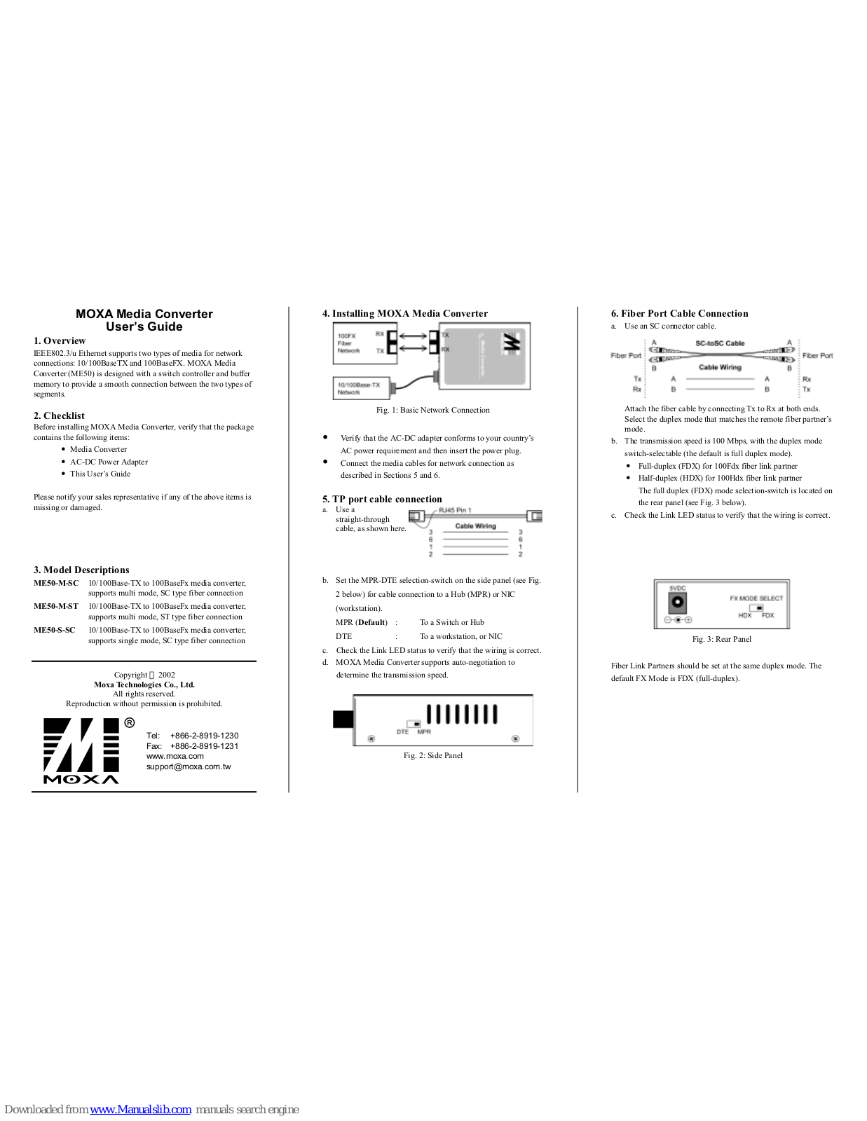 Moxa Technologies ME50-M-SC, ME50-M-ST, ME50-S-SC User Manual