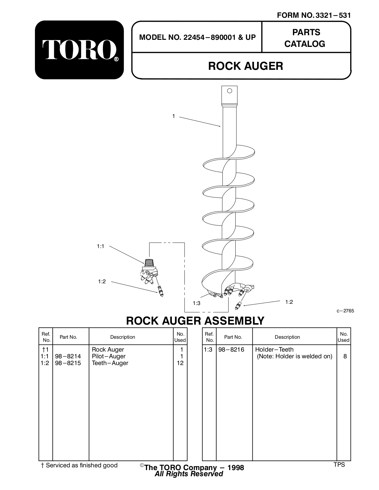 Toro 22454 Parts Catalogue