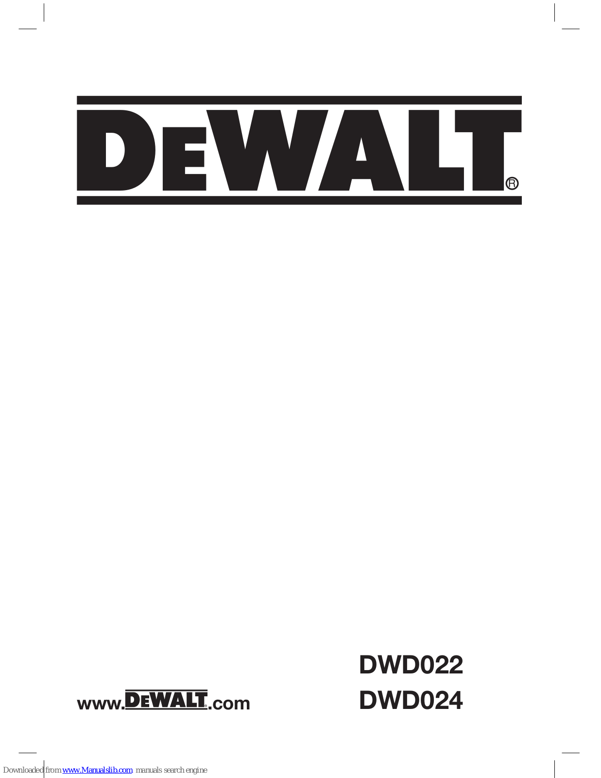 DeWalt DWD022, DWD024, DWD014 Instruction Manual