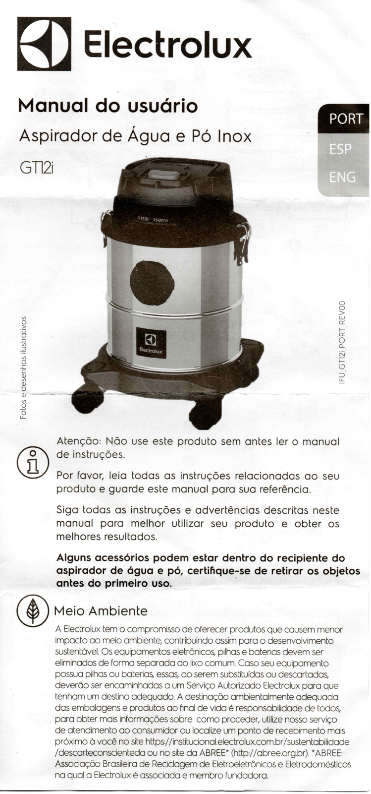 Electrolux GT12i User Manual