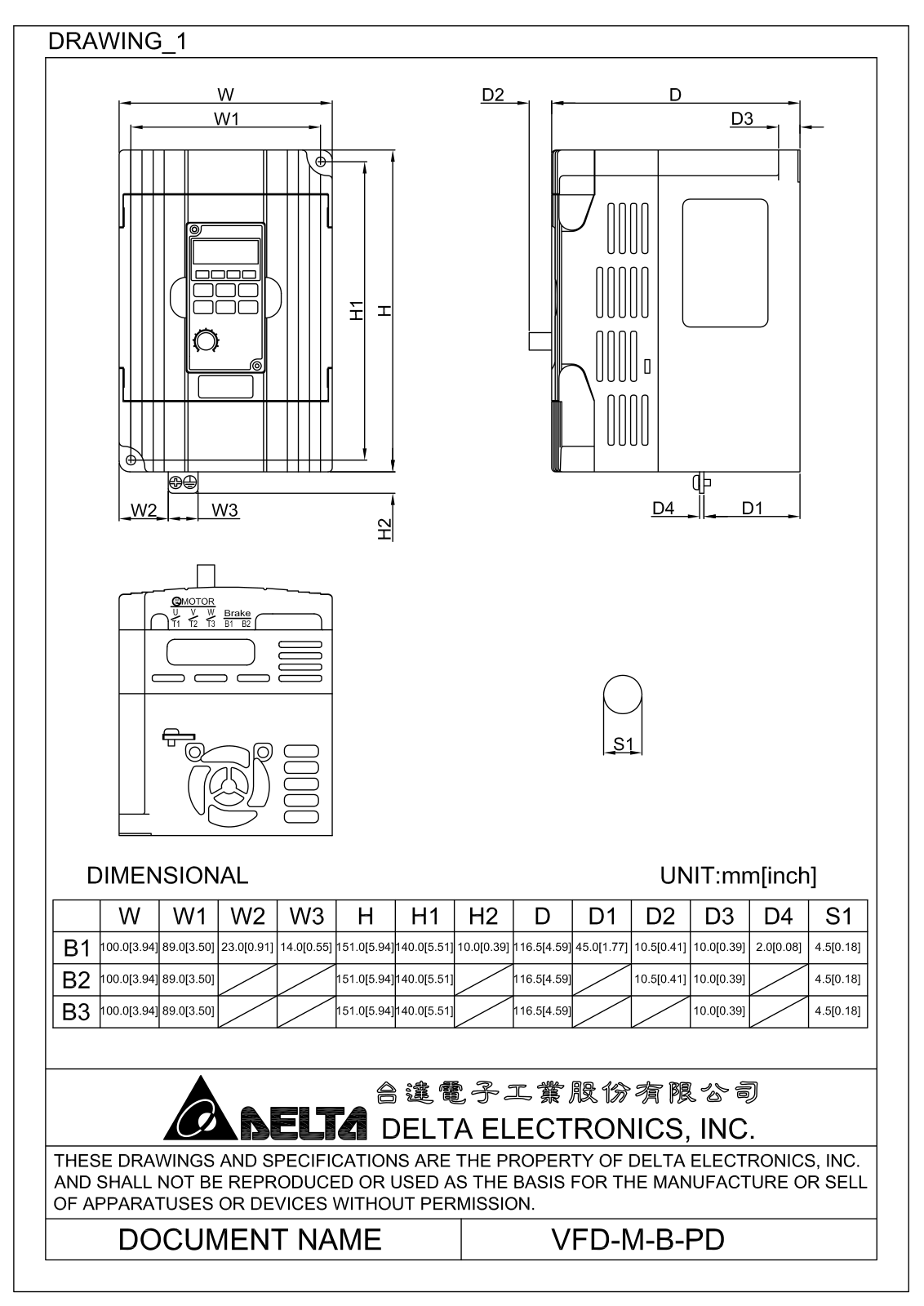 Delta Products VFD-M-B-PD Dimensional Sheet