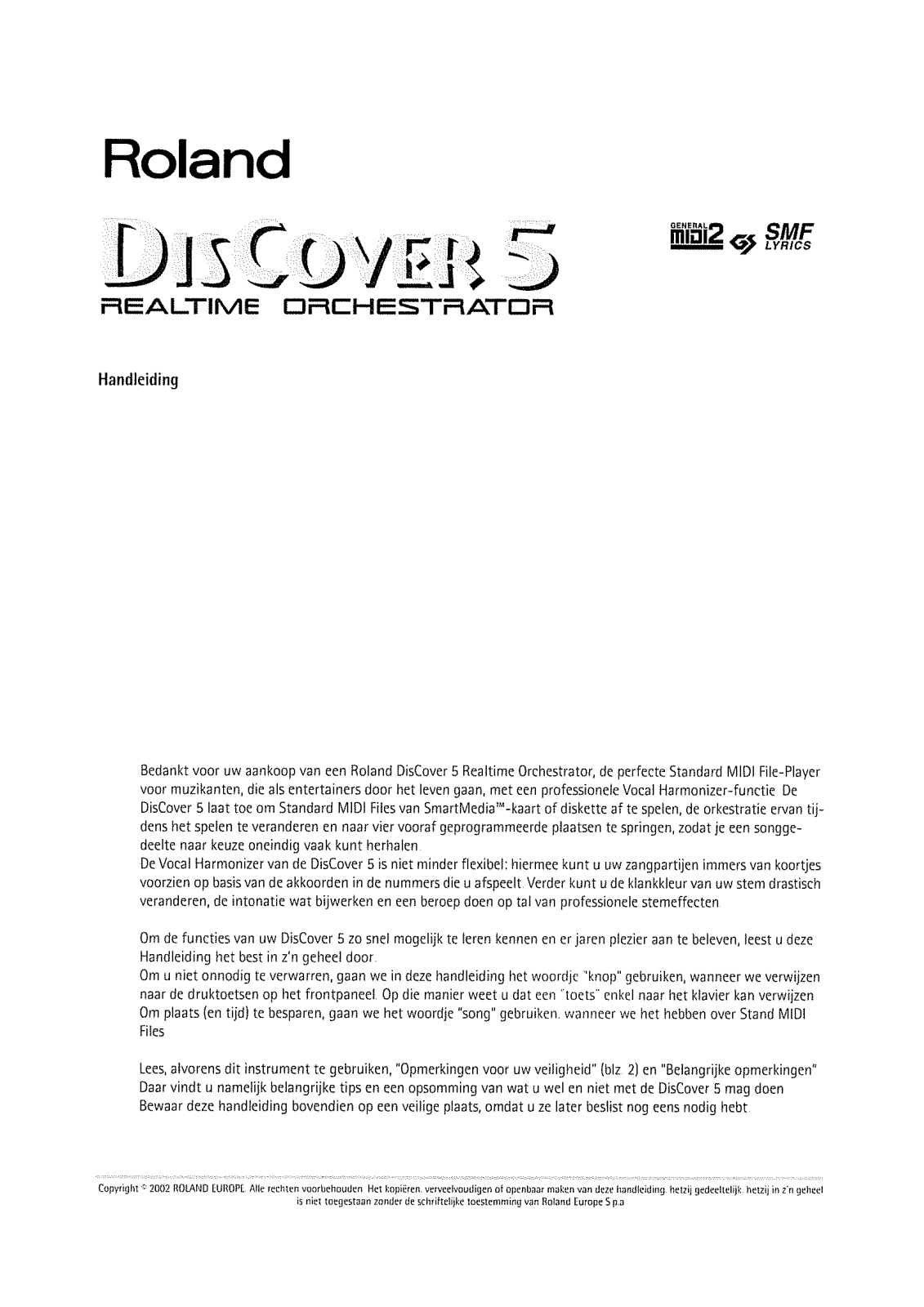 Roland DISCOVER-5 User Manual