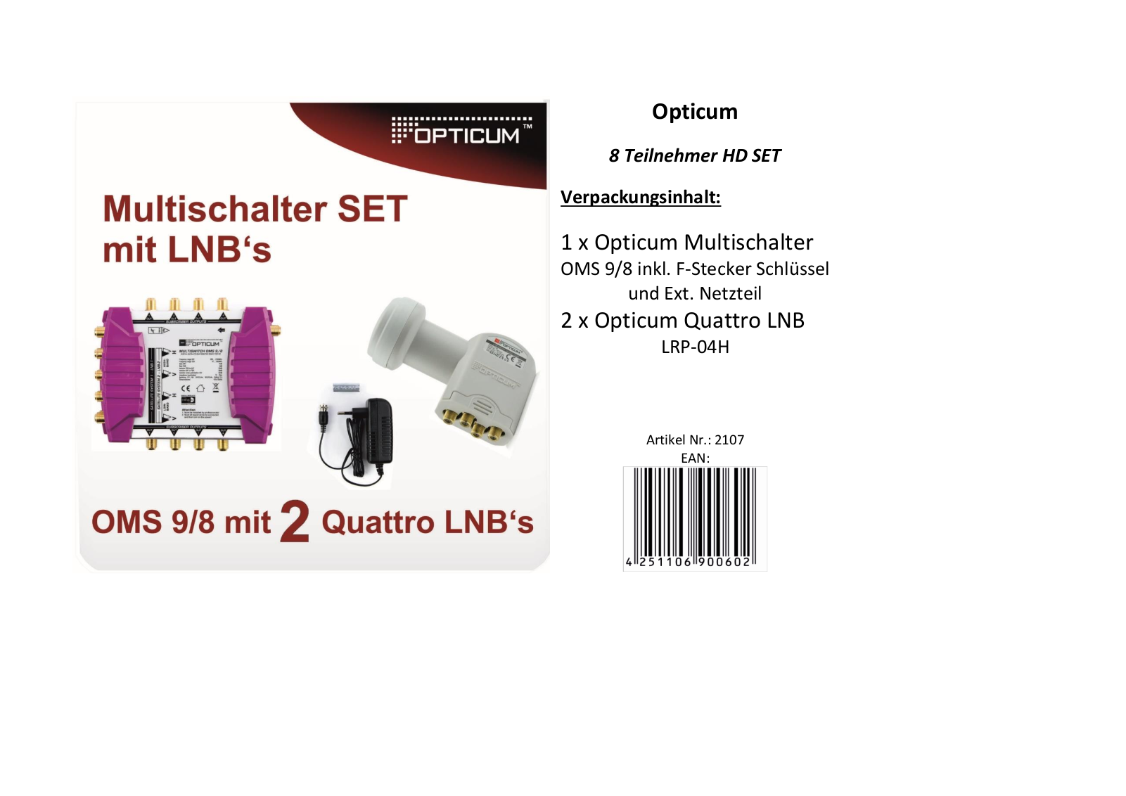 Opticum OMS 9-8p + LNB User Manual