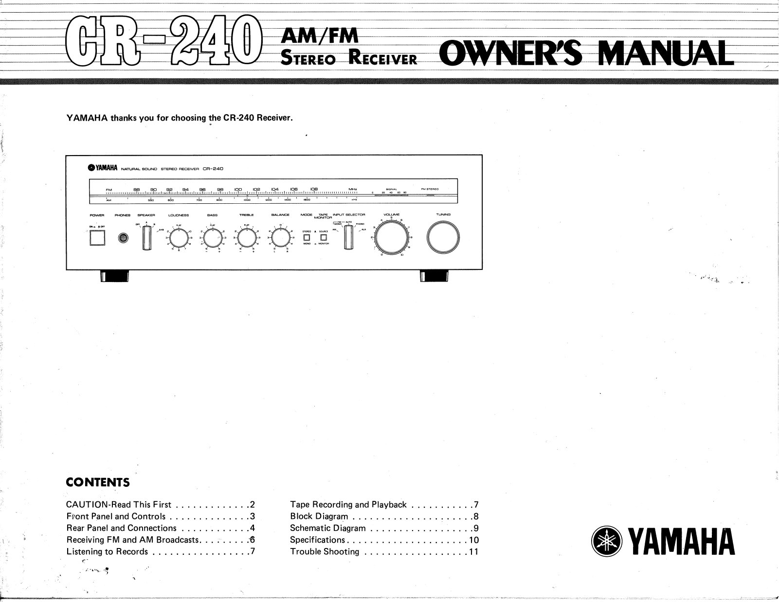 Yamaha CR-240 Owners manual