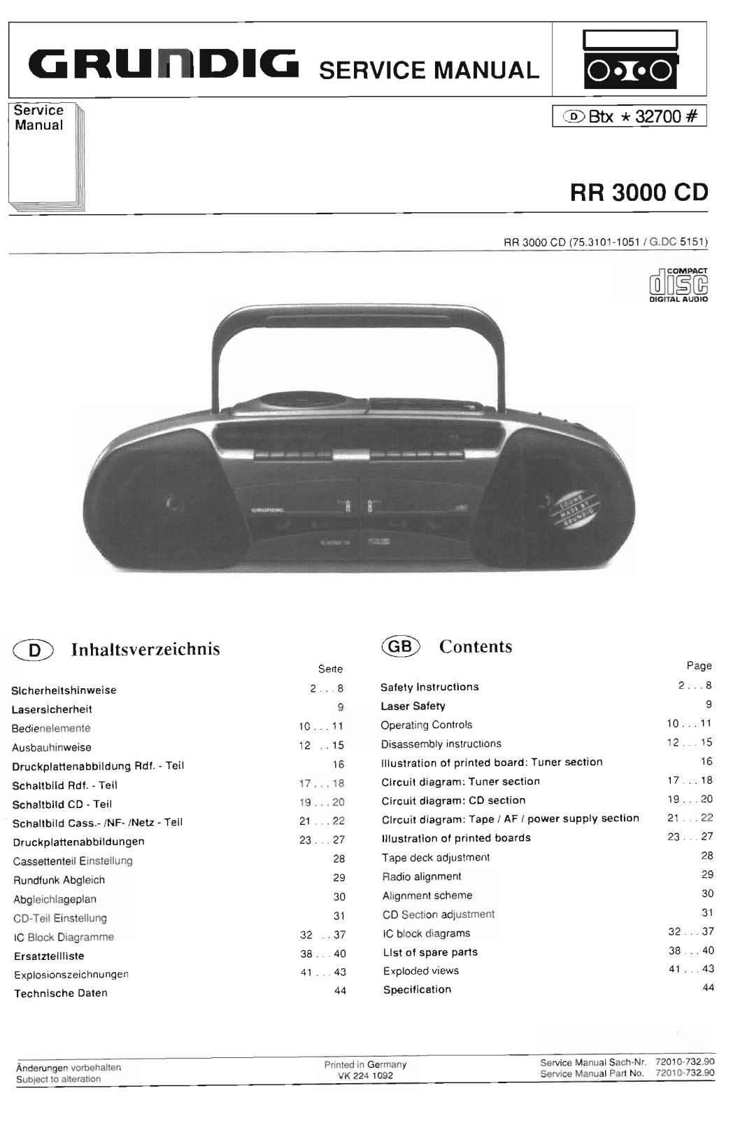 Grundig RR-3000-CD Service Manual