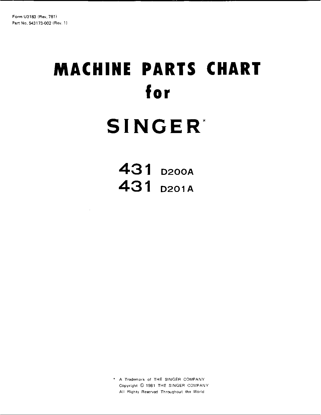 Singer 431D 200A, 431D 201A User Manual