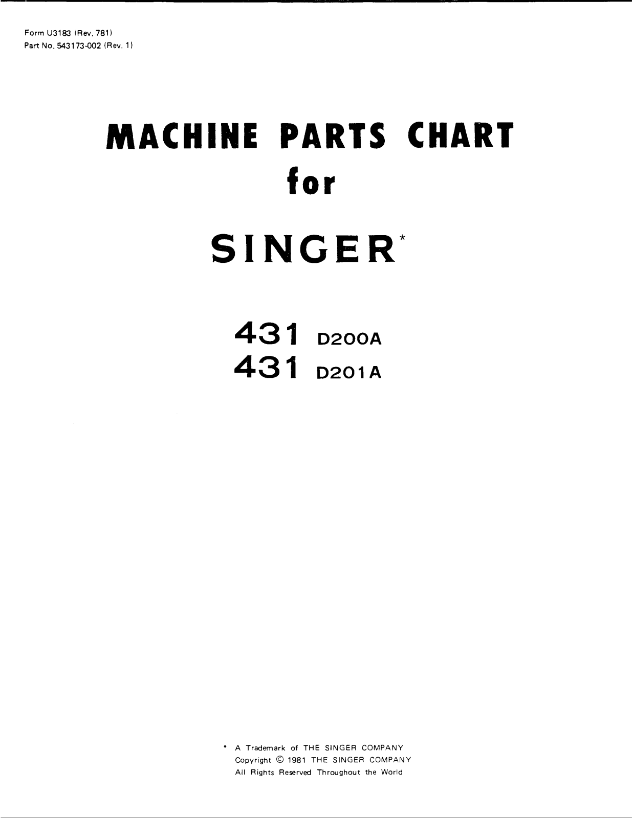 Singer 431D 200A, 431D 201A User Manual