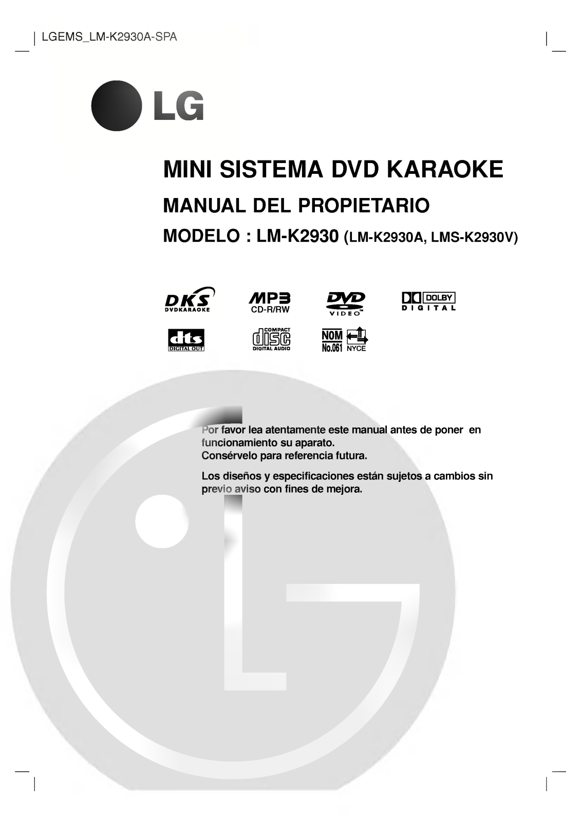 LG LM-K2930A Owner's Manual