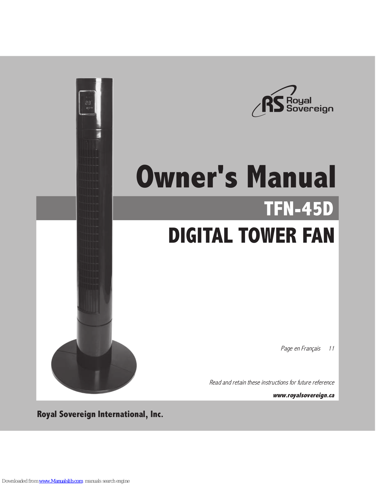 Royal Sovereign TFN-45D Owner's Manual